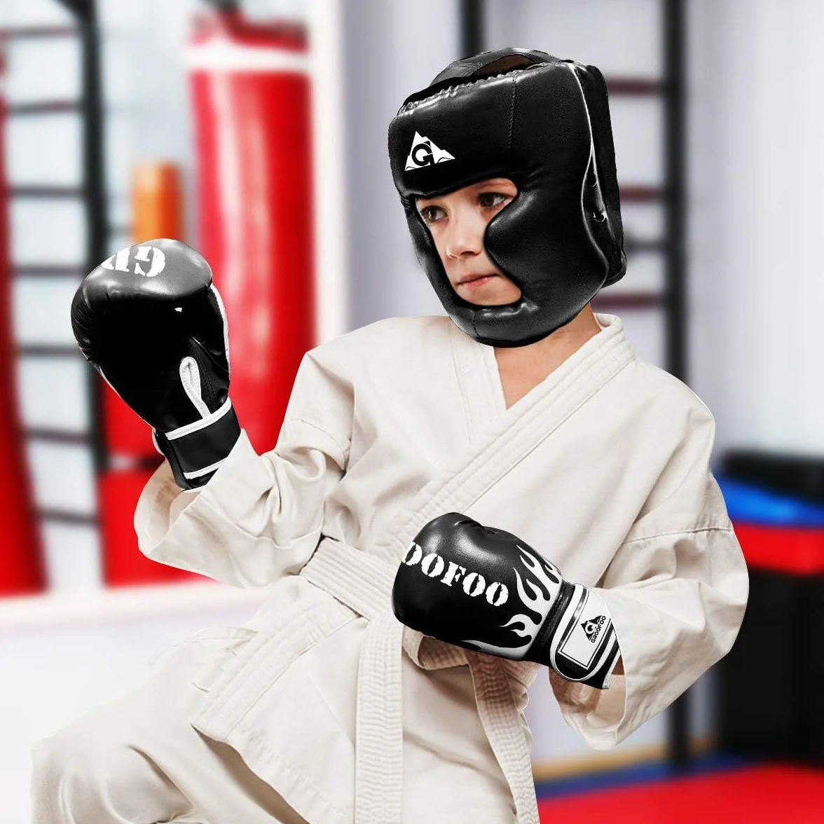 GROOFOO Casque de Boxe en Cuir synthétique pour Enfants et Adultes,Casque Boxe pour l'entraînement, Le Kickboxing, Le MMA, Le Muay Thai, Le Sparring, Les Arts Martiaux, Le karaté, Le Taekwondo