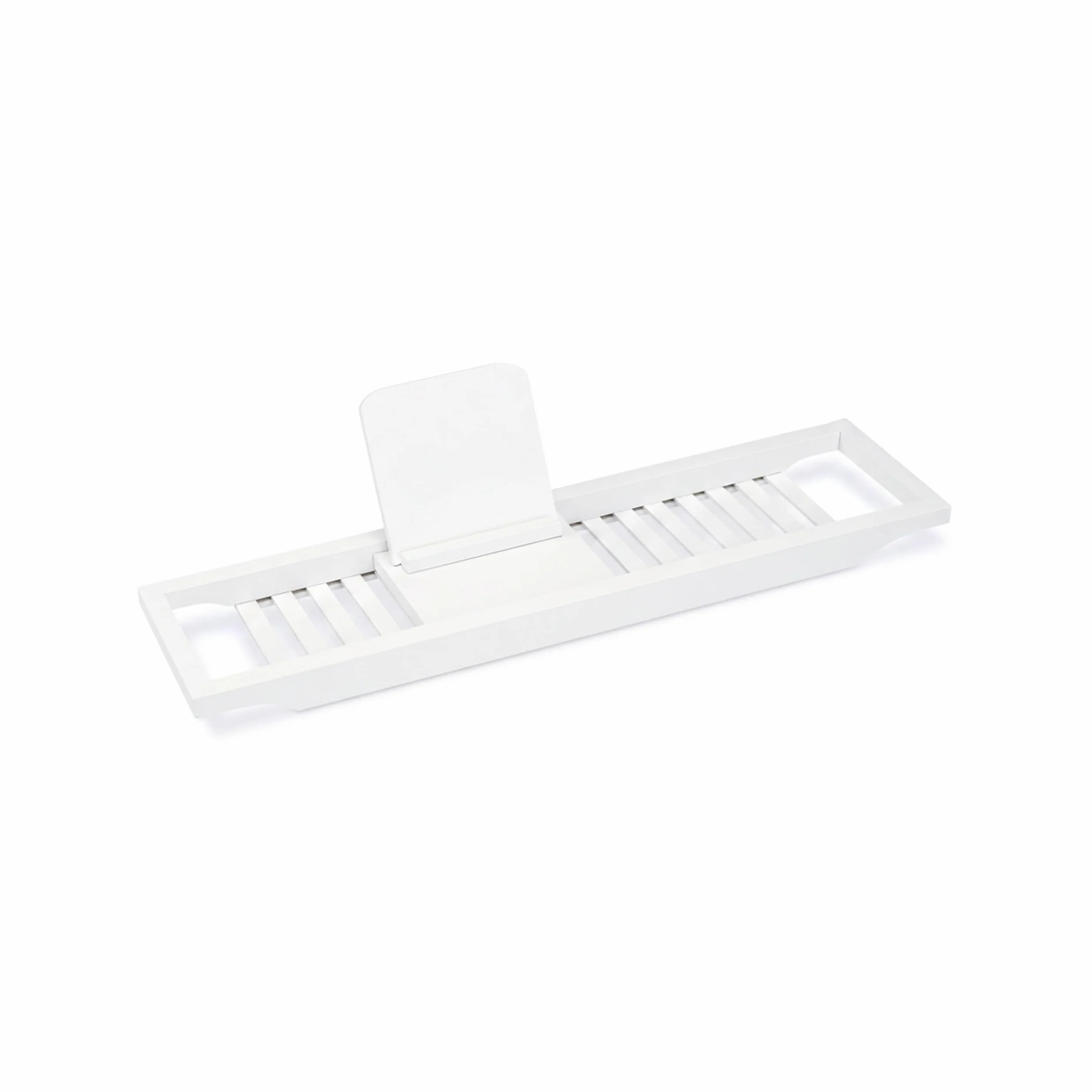Relaxdays Pont de baignoire tablette en bambou blanc laqué 67.8 x 16.6 x 5.4 cm