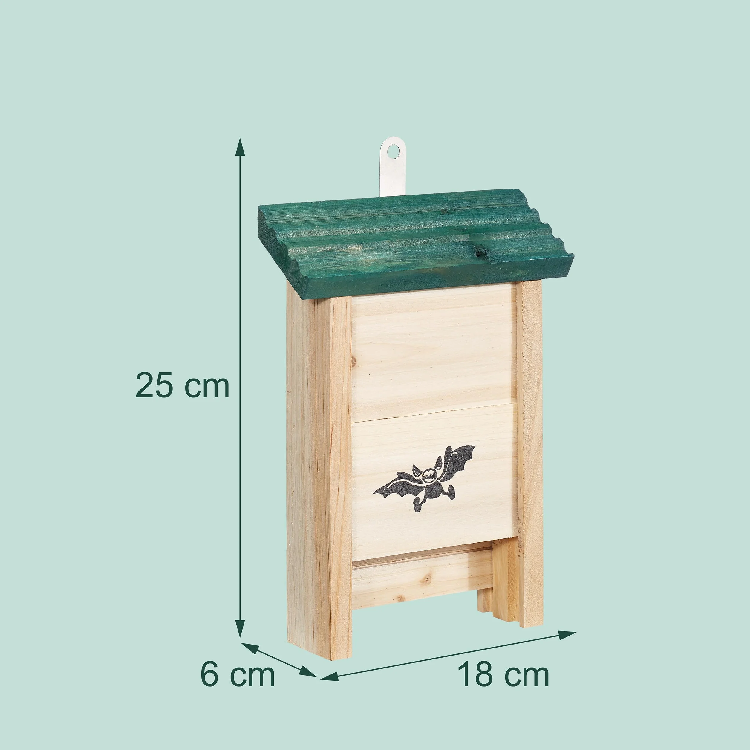 Relaxdays Nichoir Chauves-Souris Lot de 2 Bois Non traité 25 x 18 x 6 cm Naturel/Vert