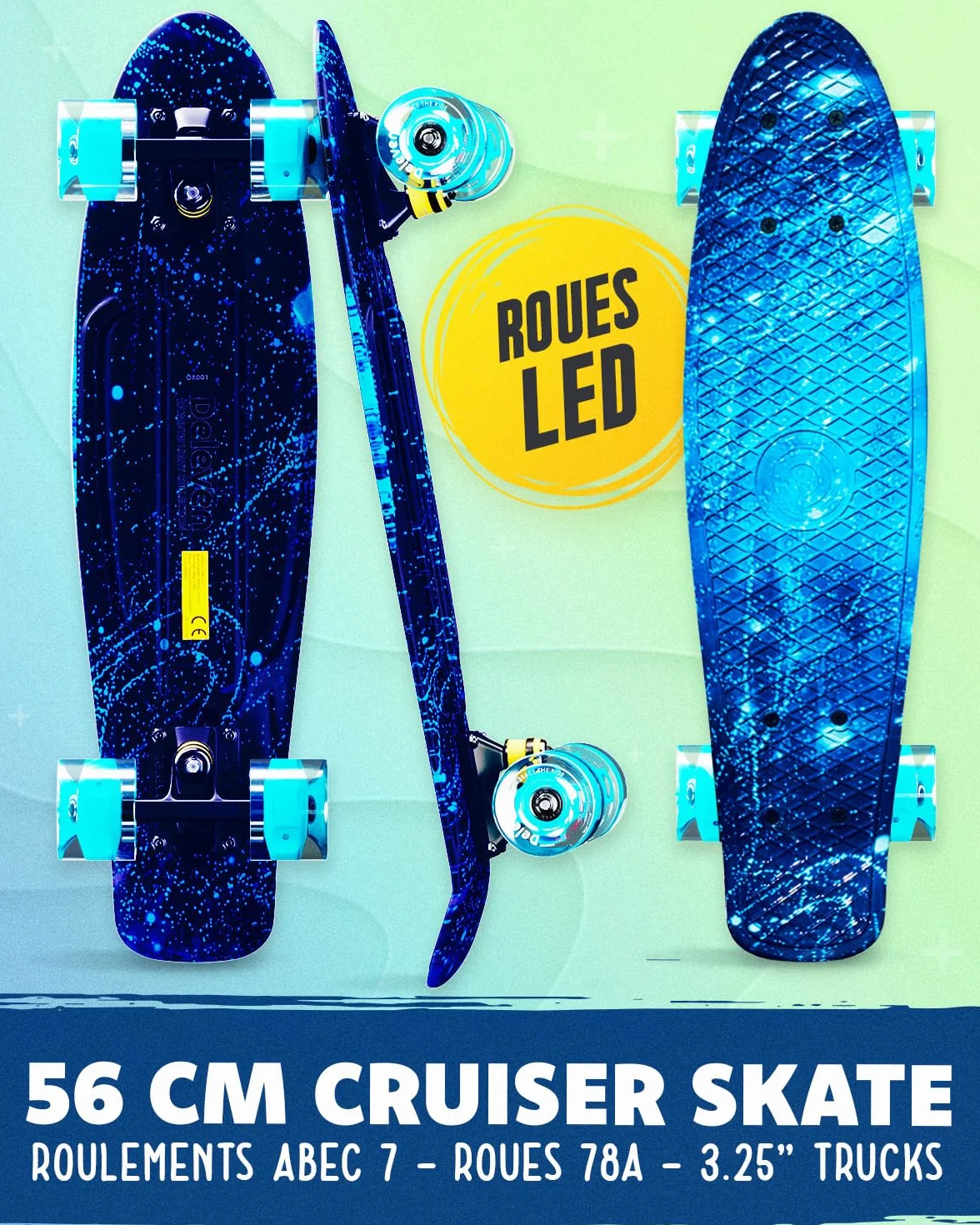 Skateboard Enfant Fille Cruiser Planche de Skate Board Débutant Mini 6 Ans en Plastique