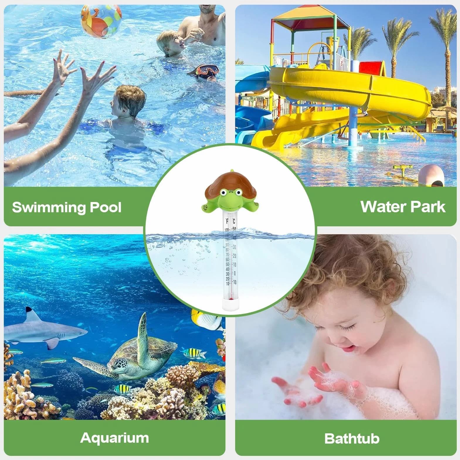 Thermomètre pour Piscine et Spa avec Grand Écran Design Forme Animale