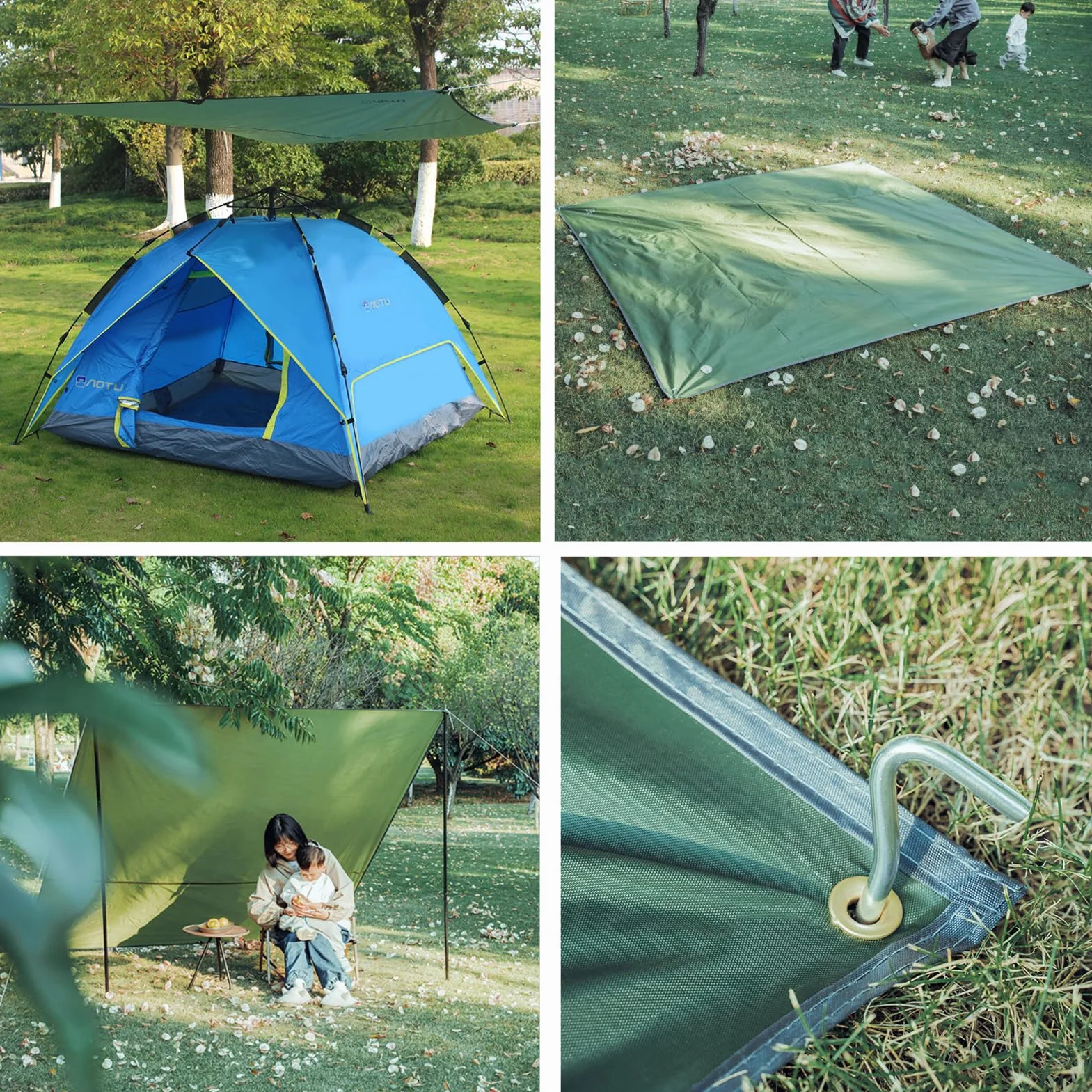 Azarxis Tarp Ultra Léger Tapis de Sol Camping Bâche sous Tente Couverture Protection Parasol Abri Auvent Imperméable pour Hamac Pique-Nique Randonnée Plage Trekking