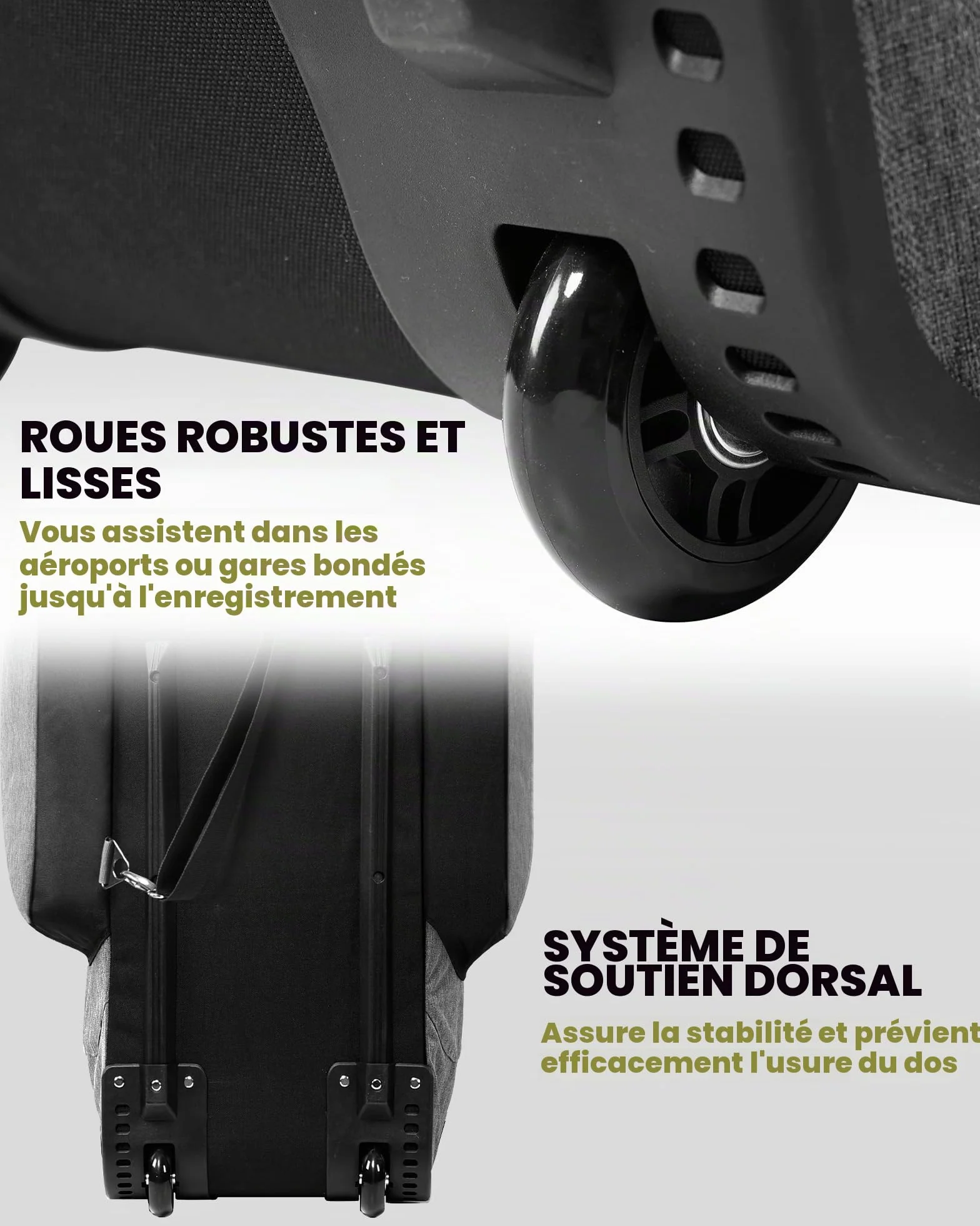 OutdoorMaster Sac de Voyage rembourré avec Roues renforcées, Oxford 900D Robuste résistant à l'usure et imperméable, Sac de Voyage pour Club de Golf à côtés Souples, Compartiment pour Chaussures et