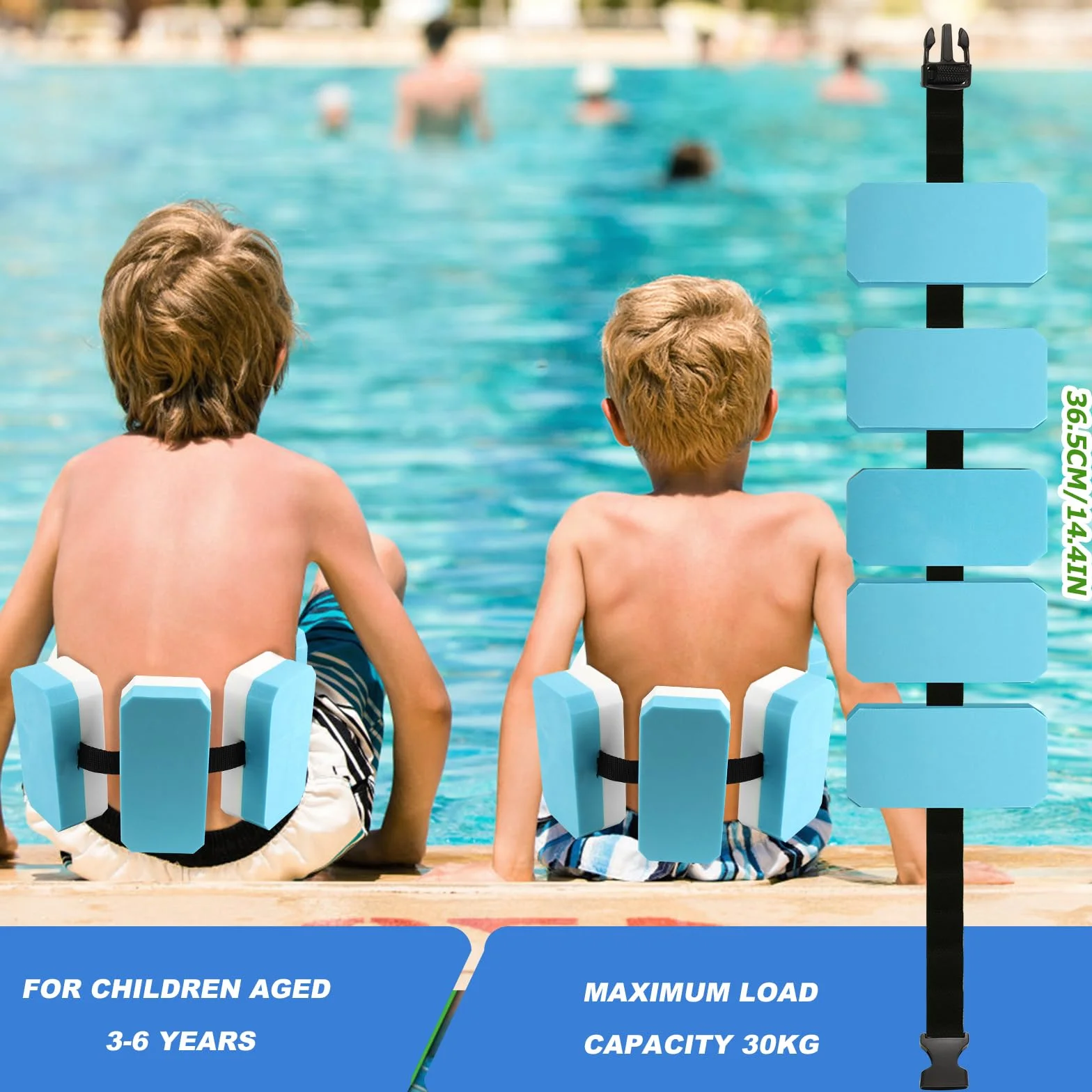 Ceinture de Piscine Enfant Réglable 5 Nattes EVA 30 kg