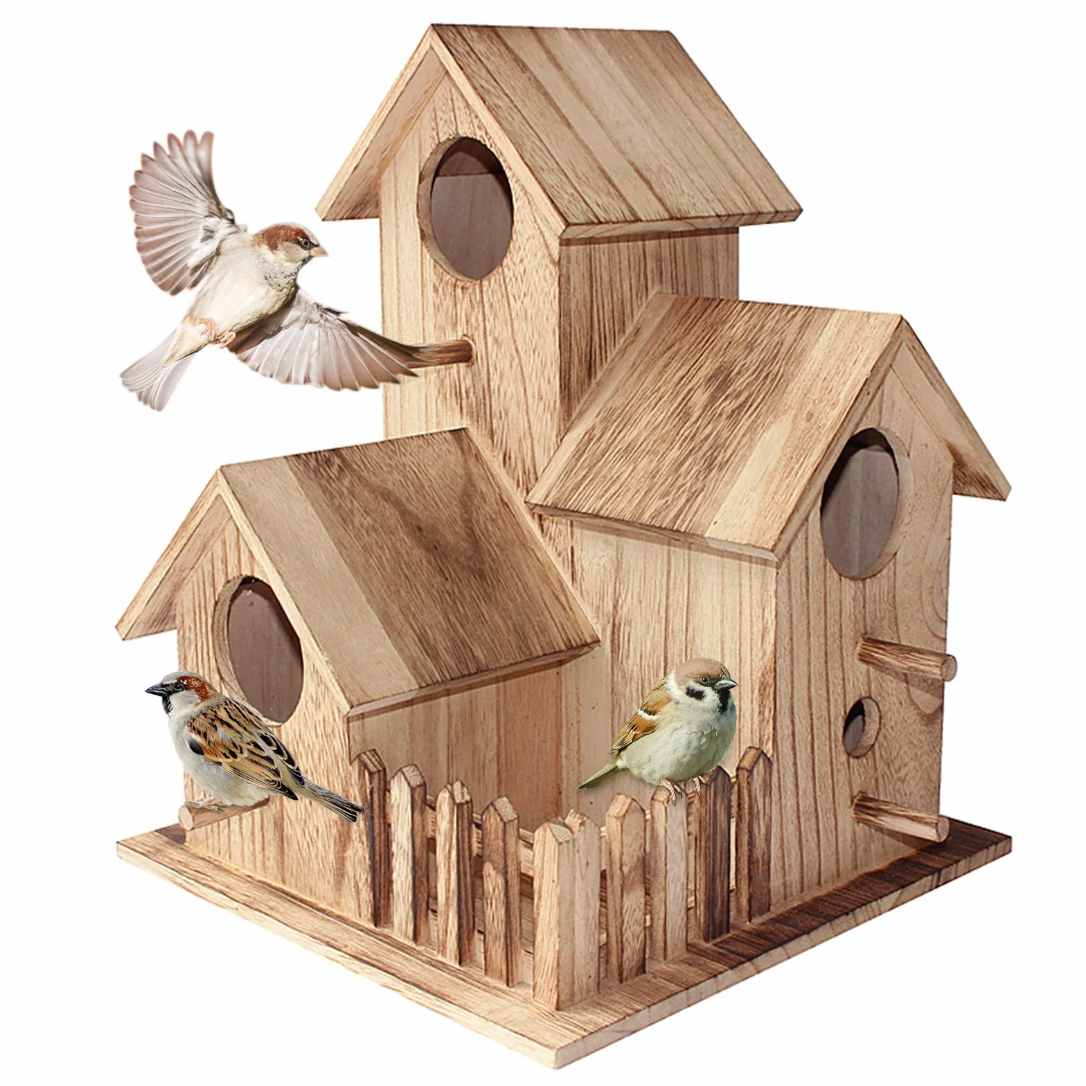 Nichoir Oiseaux Exterieur Original en Bois pour Mésange Bleue Suspendre Jardin