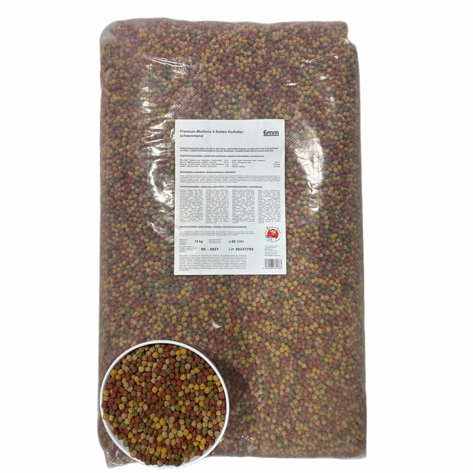 Aliment complet pour carpes koï granulés flottants 6 mm 15 kg