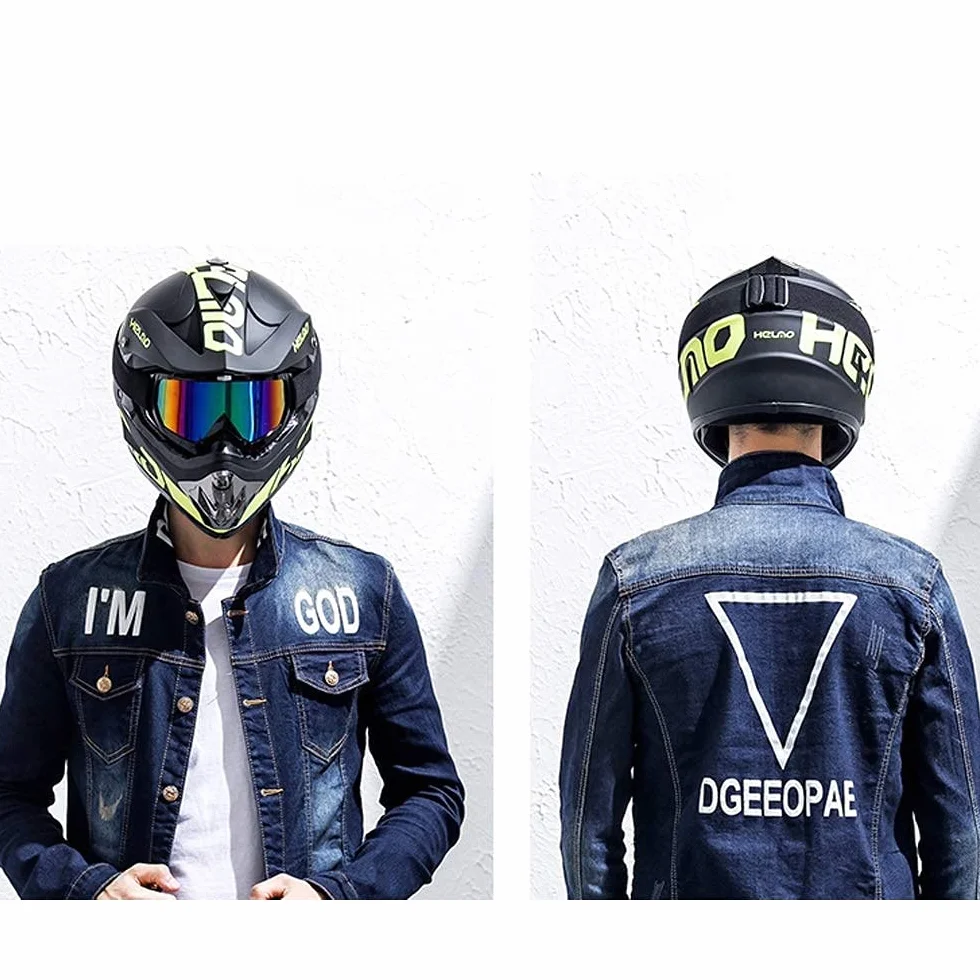 Jeunesse Enfant Casque Motocross, Unisexe Visage Complet MTB Hors Route Casque Moto VTT Scooter Accident Casque, BMX Descente Enduro Quadruple Vélo de Saleté Casque, avec Lunettes Gants Masque