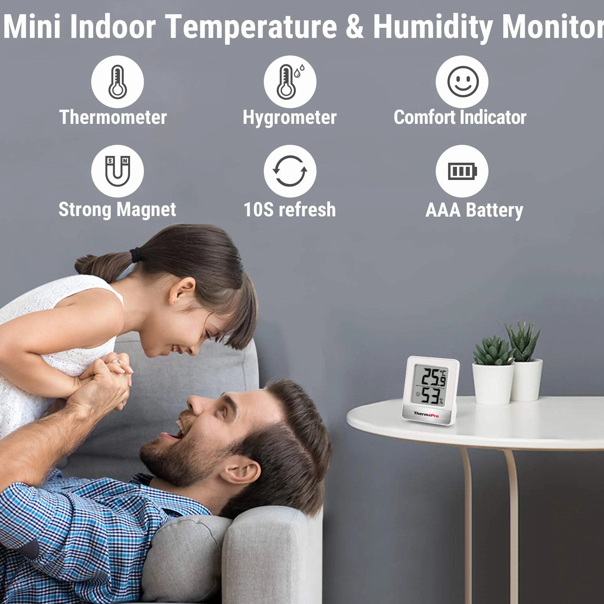 ThermoPro TP49 Petit Hygromètre Numérique Thermomètre Intérieur Moniteur Température Humidimètre