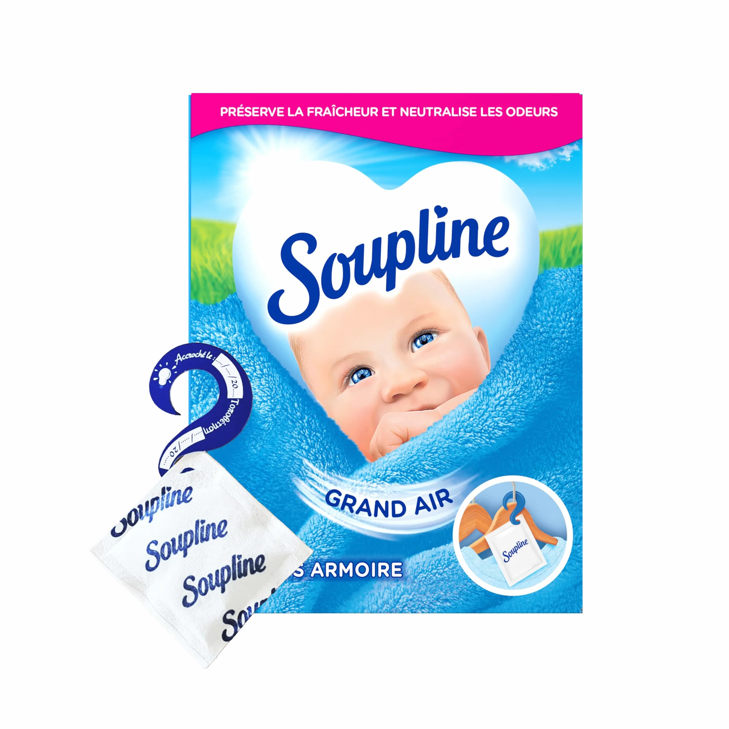 Soupline Sachets Armoire Rafraîchissants, Parfum Air Frais, 3 Sachets