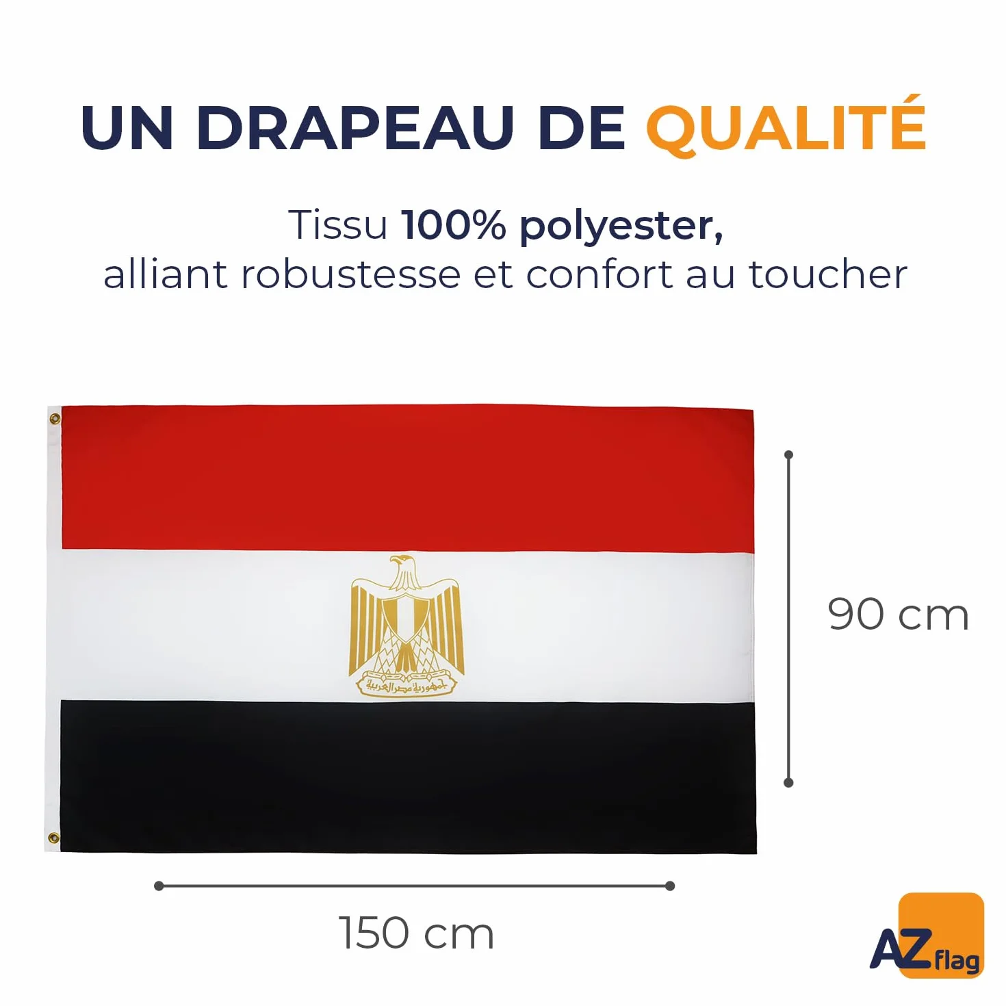 AZ FLAG - Drapeau Egypte - 150x90 cm - Polyester léger - Drapeau Egyptien Avec Oeillets Métalliques Intégrés - 80g