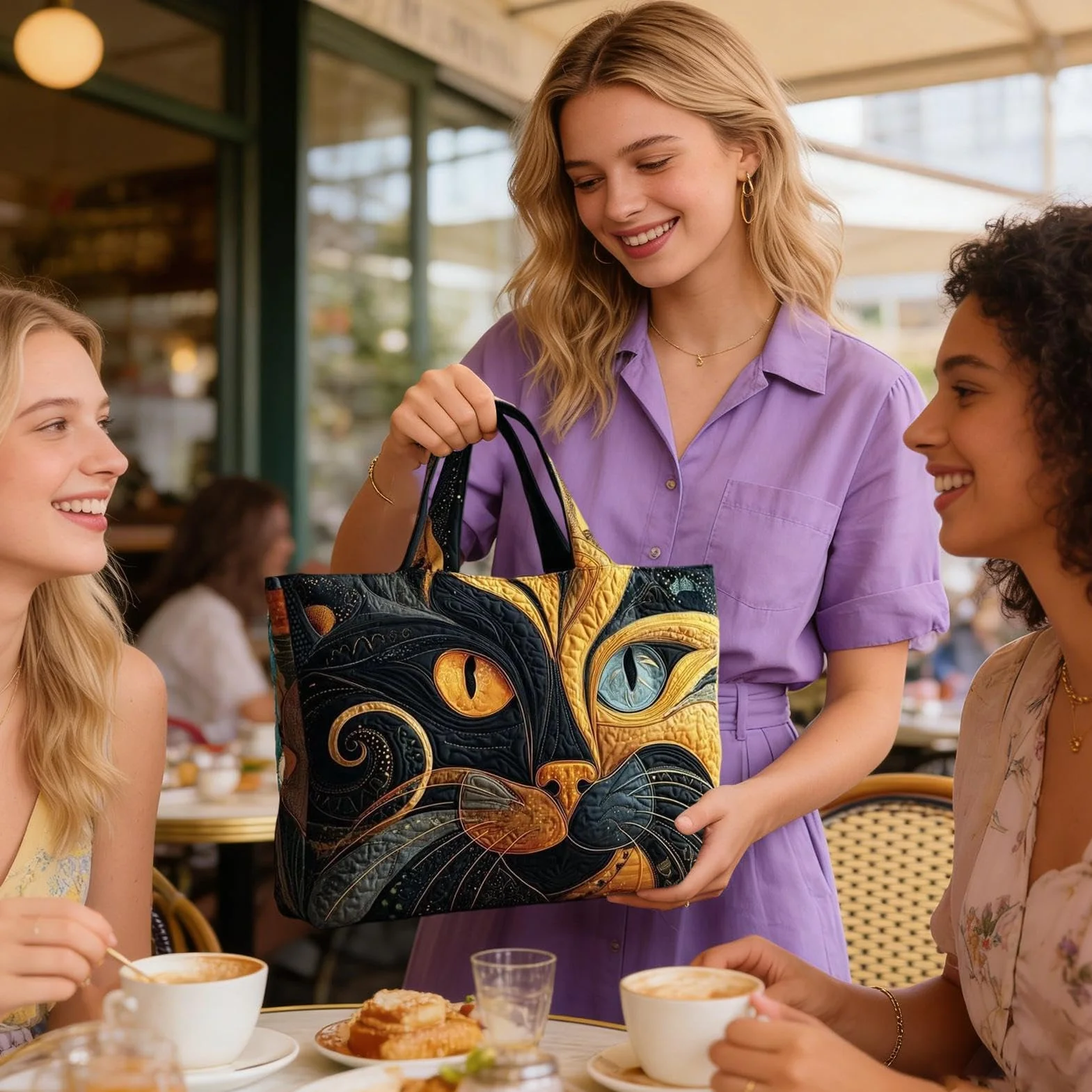 Sac fourre-tout pour femme, motif animaux mignons, pochette légère de grande capacité, sacs à bandoulière élégants, pour le , l'école, le bureau, le travail, les déplacements, le shopping, le