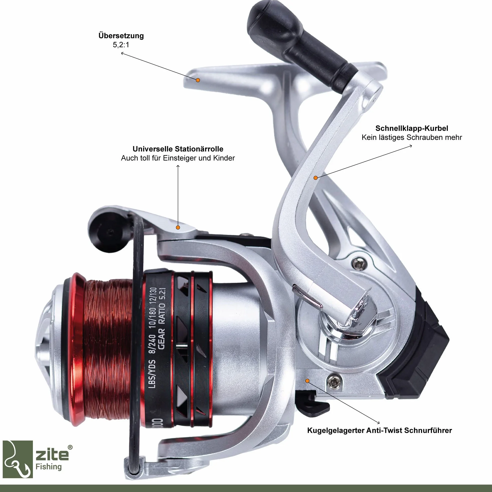 Zite Fishing Feeder Kit de pêche | Canne à pêche feeder 3,30 m 20–120 g | Idéal pour la pêche à la mangeoire | Moulinet polyvalent bobiné 3000 3BB | 2 bobines en aluminium
