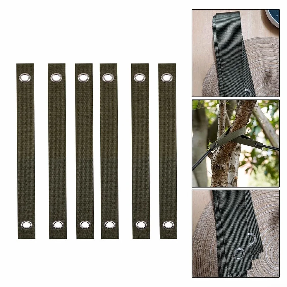 Lot de 6 sangles de soutien pour arbres nouvellement plantés, sangle en nylon vert militaire 40 cm pour jeunes arbres et jardinage