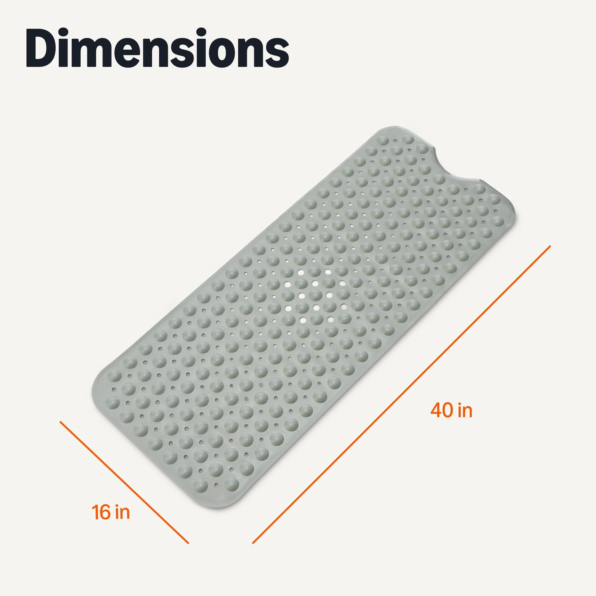 Amazon Basics Tapis de bain antidérapant avec ventouses, 40" x 16", gris