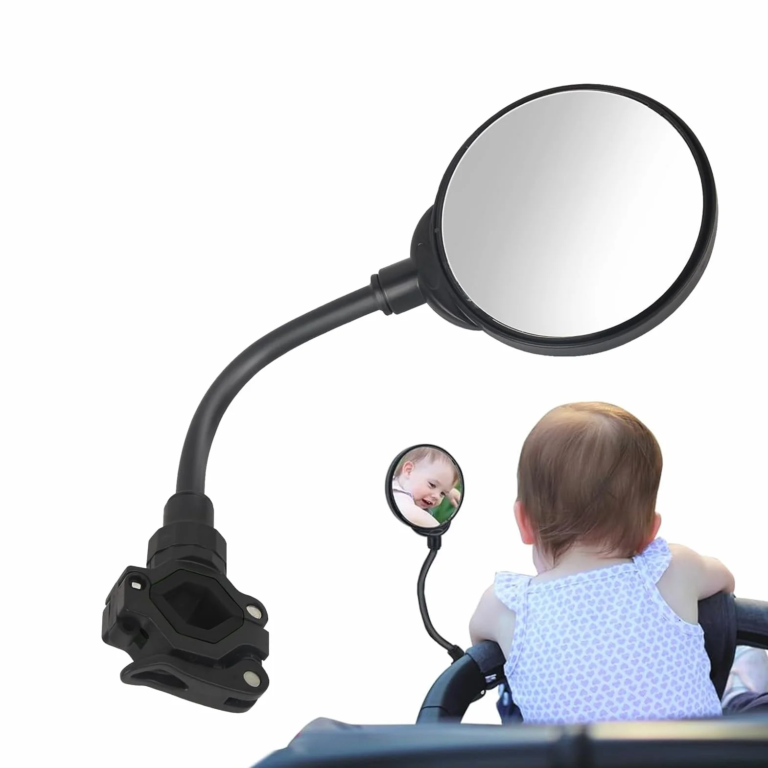 Miroir De Poussette Rotatif - Rétroviseur De Sécurité Convexe, Accessoire Bébé
