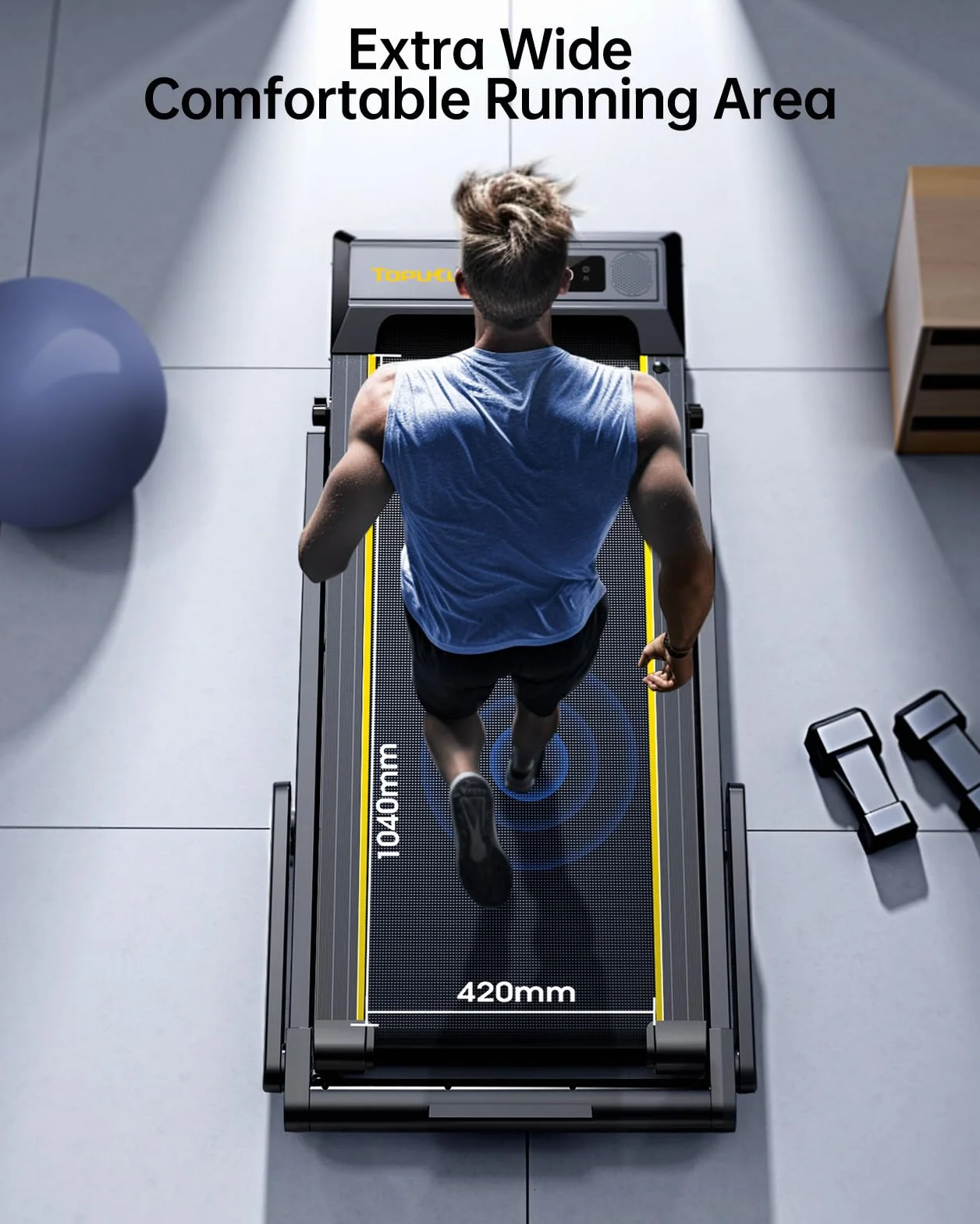 Tapis de Course, Vitesse Max 16 km/h, réglage de la Pente à 3 Vitesses, Max Pente 12%, Bande de Course Large 42cm, 2.5 HP, Tapis de Course électrique Pliable, Double écran LED, Mesure de la fréquenc