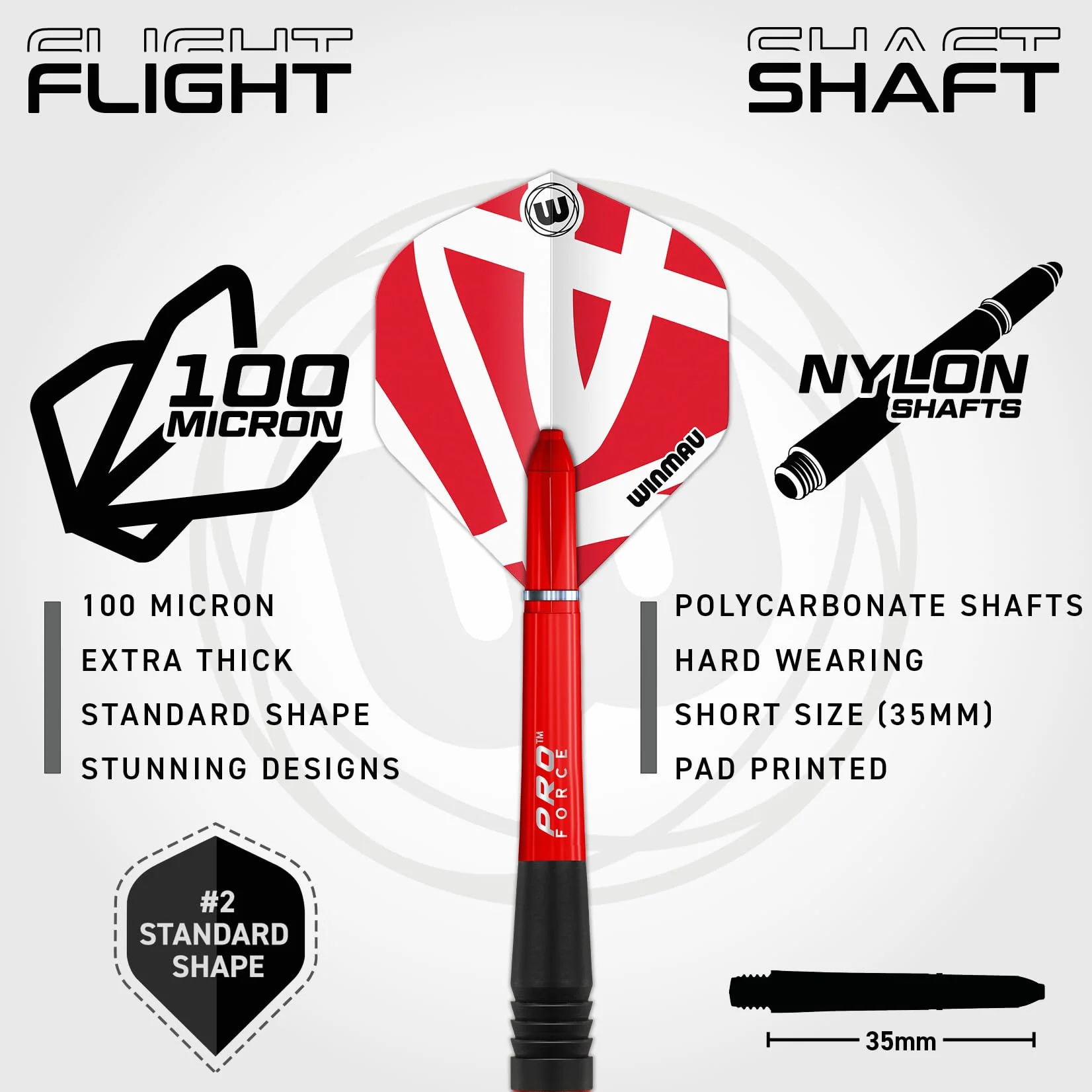 WINMAU Outrage Jeu de fléchettes en Laiton 20-23 g avec Plumes prismatiques et tiges (Cas)