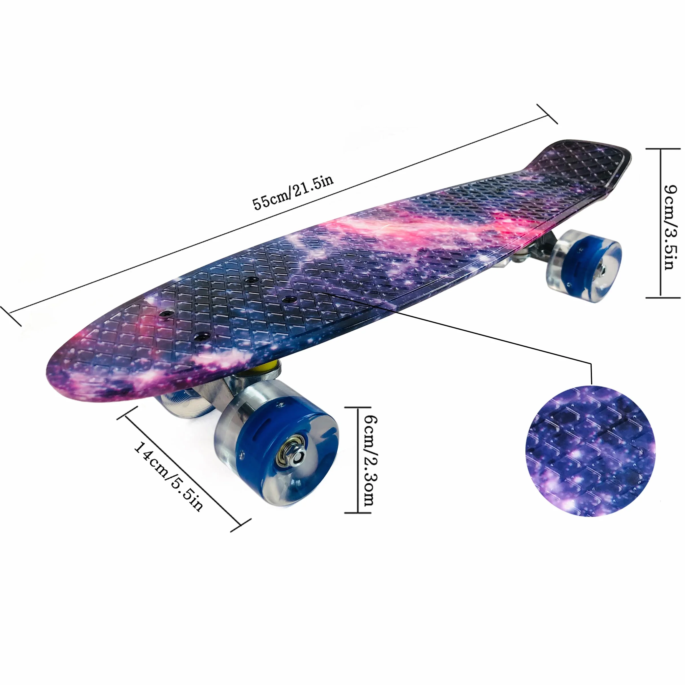 Skateboard Enfants,Mini Cruiser 22 Pouces Skateboard avec Light Up Roues Complete Skateboard pour Adultes Enfants débutants Filles garçons Cadeau d'anniversaire