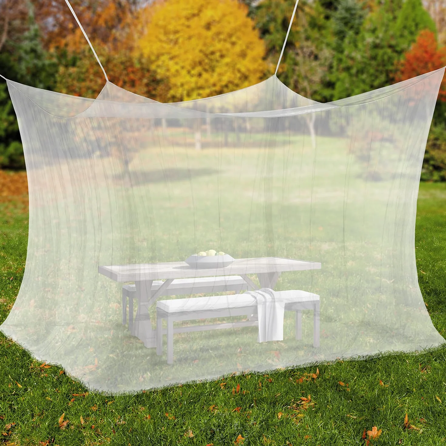 Moustiquaire pour l'intérieur et l'extérieur, 300 x 300 x 250 cm, 220 mailles, taille XXL, pour tente, caravane (blanche)