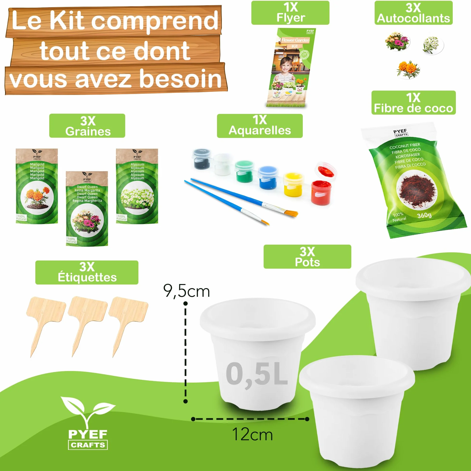 Kit Jardinage Enfant - Set Jardinage & Plantation pour Peindre Fleurs - Jardiniere Potager Gamin