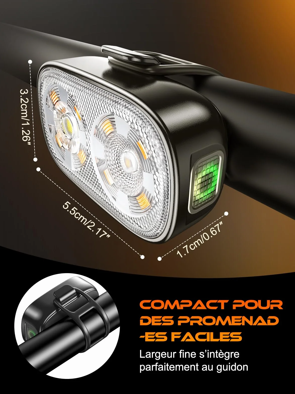 ISEYOU Lumiere Velo Avant et Arriere, Ultra Slim Eclairage Velo Rechargeables USB-C, 5+6 Modes Lampe Velo LED Puissantes, Étanche IP65 Phare Velo Catadioptres pour Nocturne Cyclysme VTT, VTC