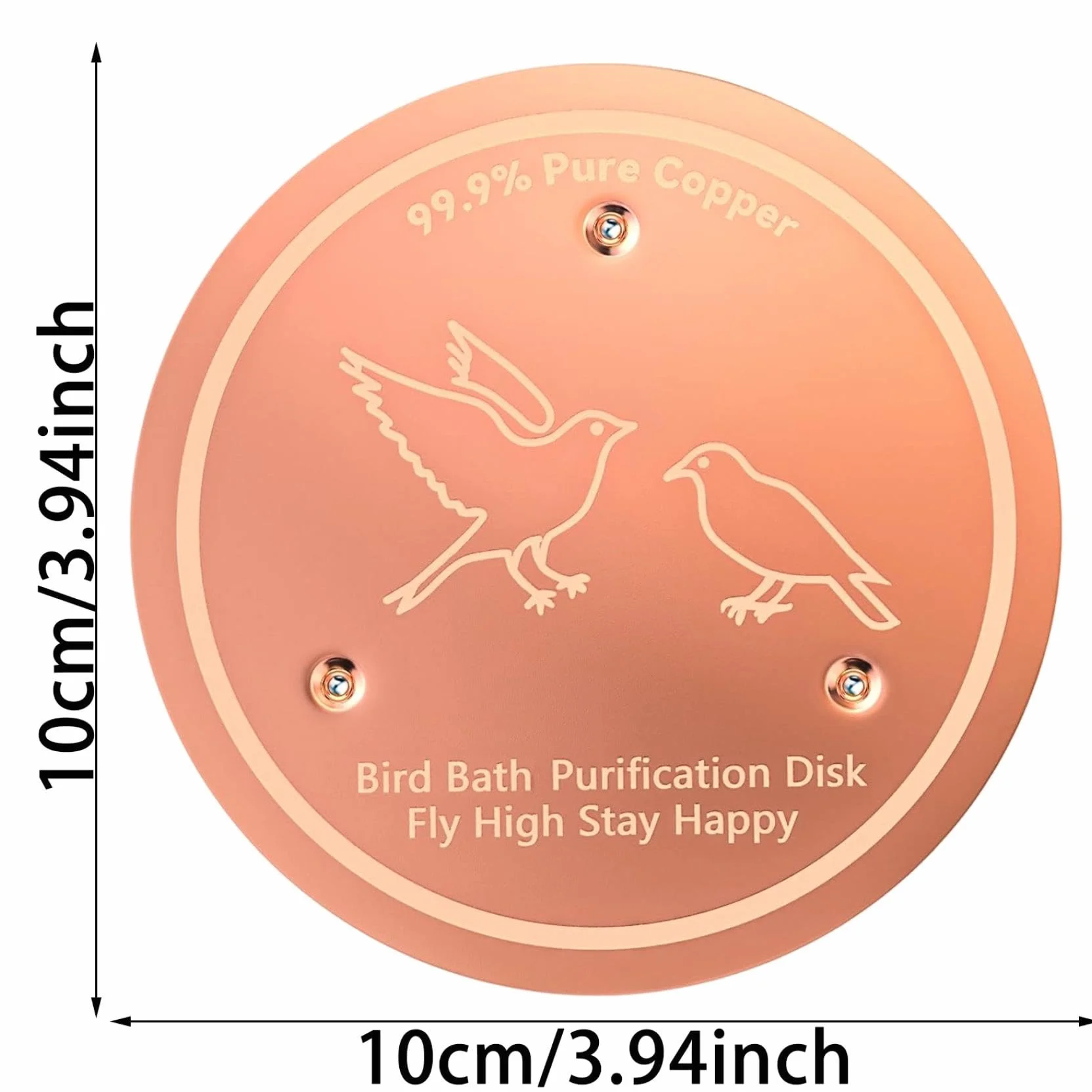 Lot de 2 disques de purification en cuivre pour bain d'oiseaux avec support à trois points