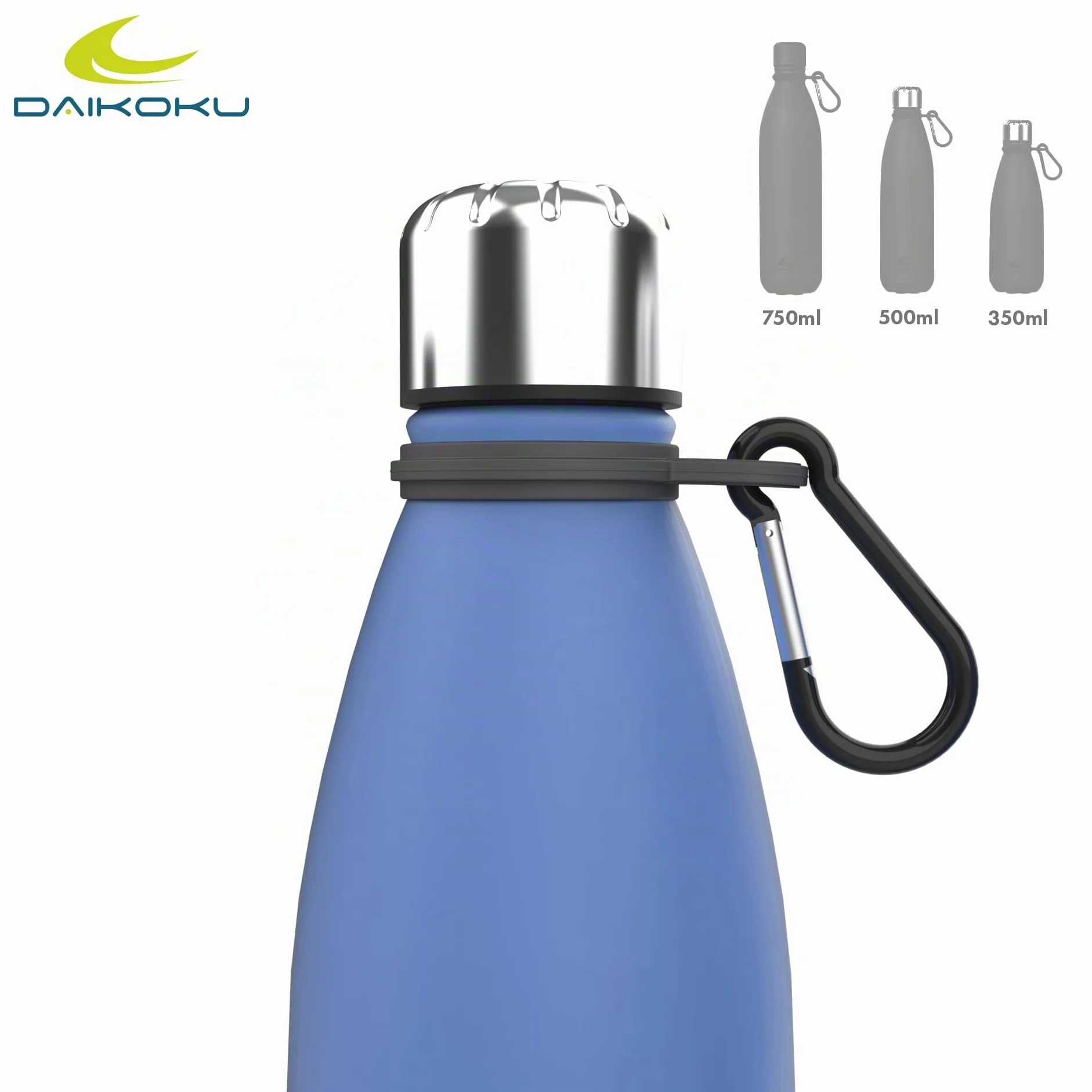 Daikoku - Bouteille Thermique en Acier Inoxydable 350 ML | Boissons Chaudes Pendant 12 Heures et Froides Pendant 24 Heures | Sûre et Saine | Idéale pour la Randonnée, Le Gymnase, Le Bureau | Bleu