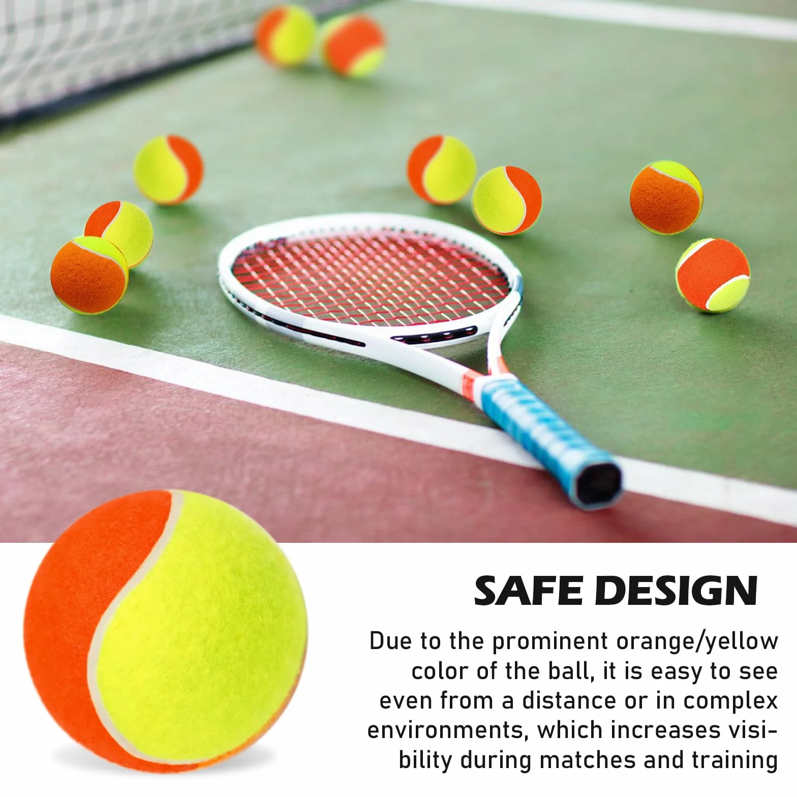 BORDEAG Lot de 15 balles de tennis pour enfants, étape 3 durable, débutants, cours de tennis, machines à balle, petits terrains