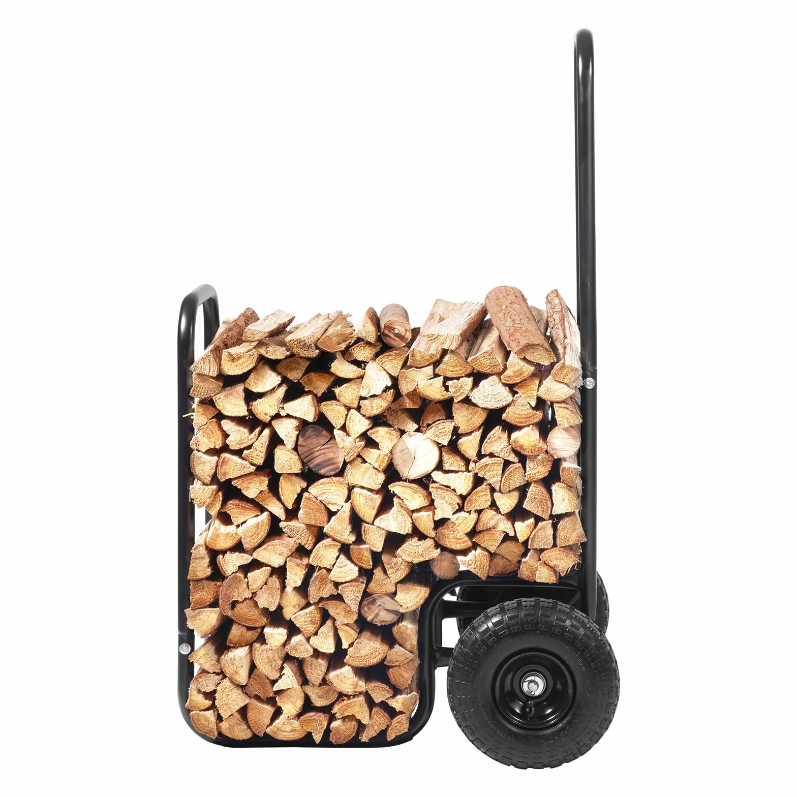 VEVOR Chariot Transport Bois de Chauffage 113,4 kg Acier 67x52x110 cm Roues Gonflables Caoutchouc Noir