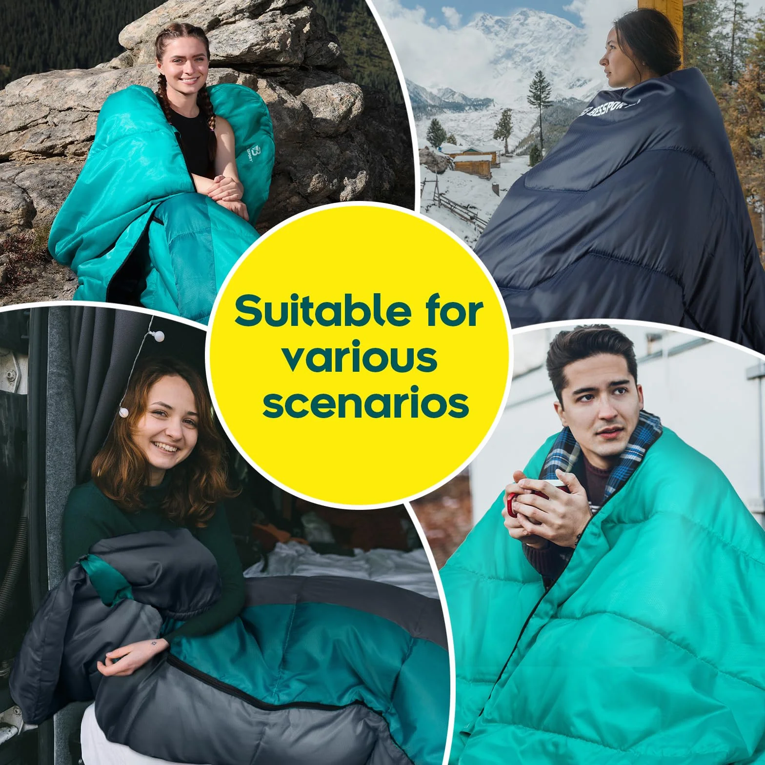 Bessport Sac de Couchage Compact 3-4 Saisons Sac de Couchage Adulte Léger et Chaud Idéal Convient pour Hiver randonnée, Camping, randonnée et Voyages