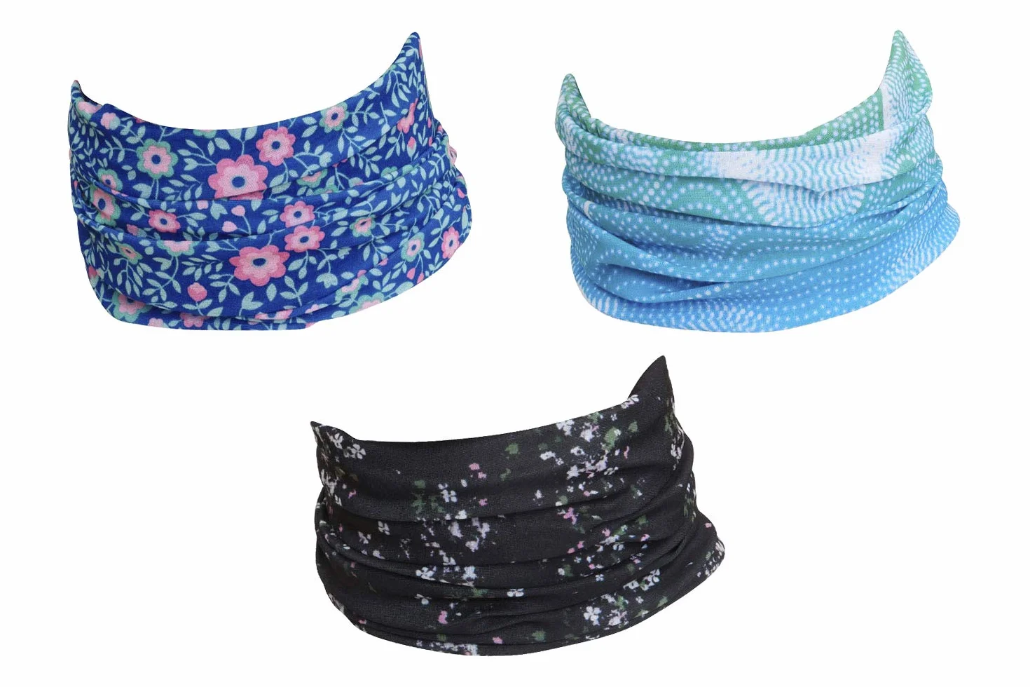 Hilltop Lot de 3 écharpes multifonctions Echarpe tube pour homme, femme et enfant - Tour de cou moto - Cache-cou de sport - Lot de 3 modèles fashion