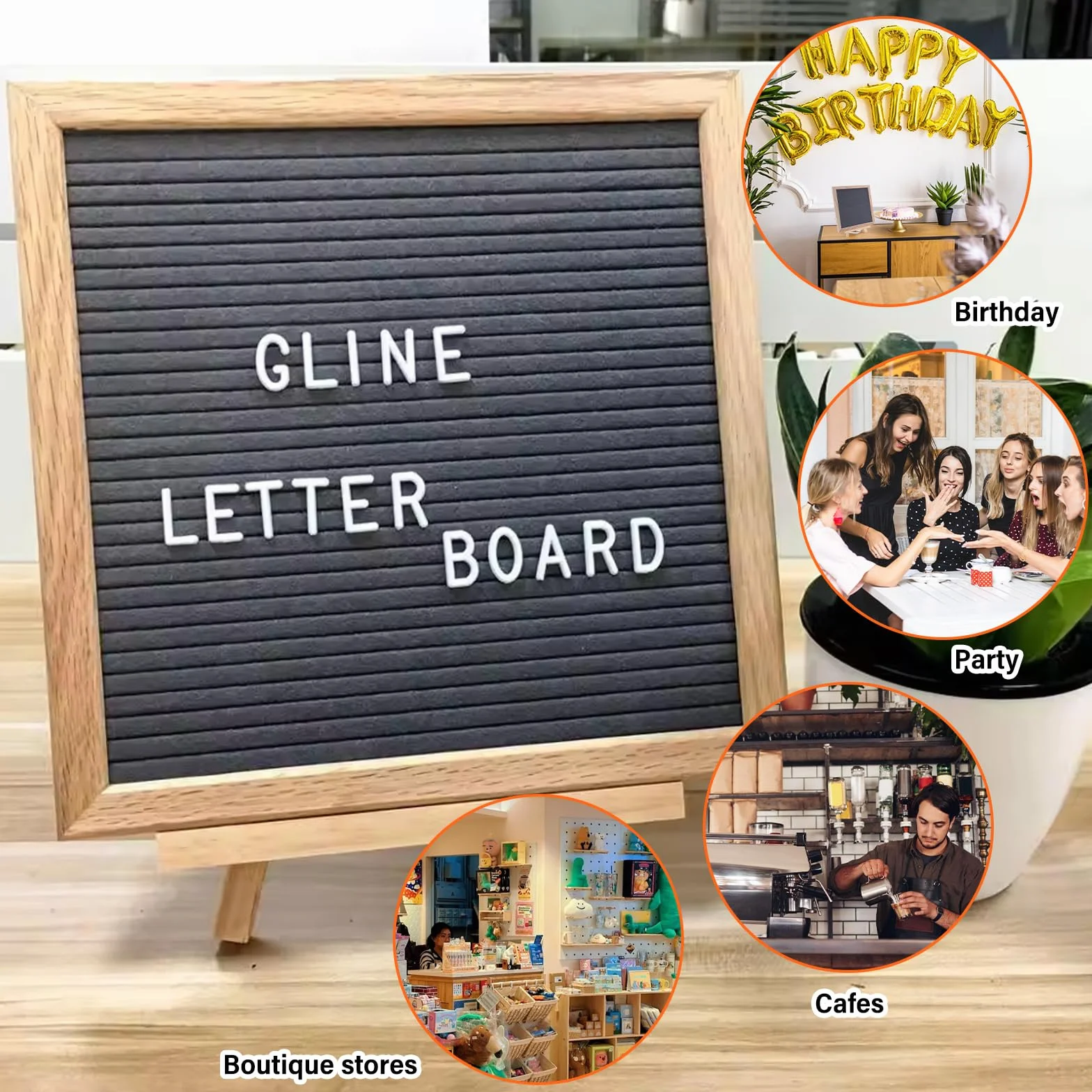 Planche à lettres en feutre 25x25 cm, interchangeable, 340 lettres, tableau à lettres carré en bois avec chevalet et sac