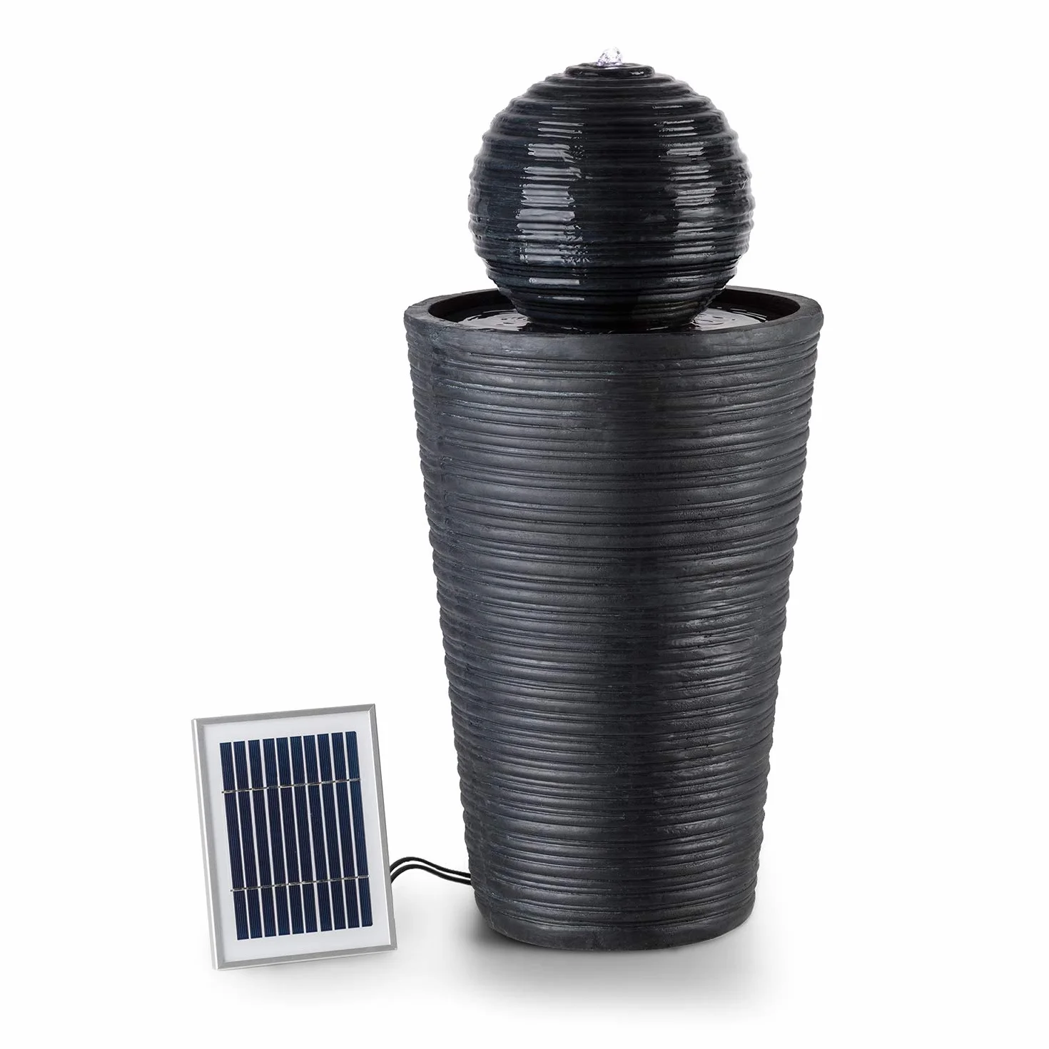 Blumfeldt Liquitorre XL Fontaine Solaire de Jardin Pompe 200 l/h IPX8 Panneau Solaire 2W 300 cm² Batterie 3,7 V 2 Ah Polyrésine