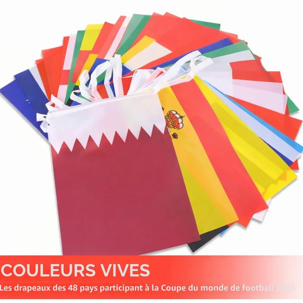 AhfuLife 48 Drapeaux du Monde Coupe du Monde Football 2026, Drapeaux République Tchèque Bosnie-Herzégovine Suède, 14 x 21 cm