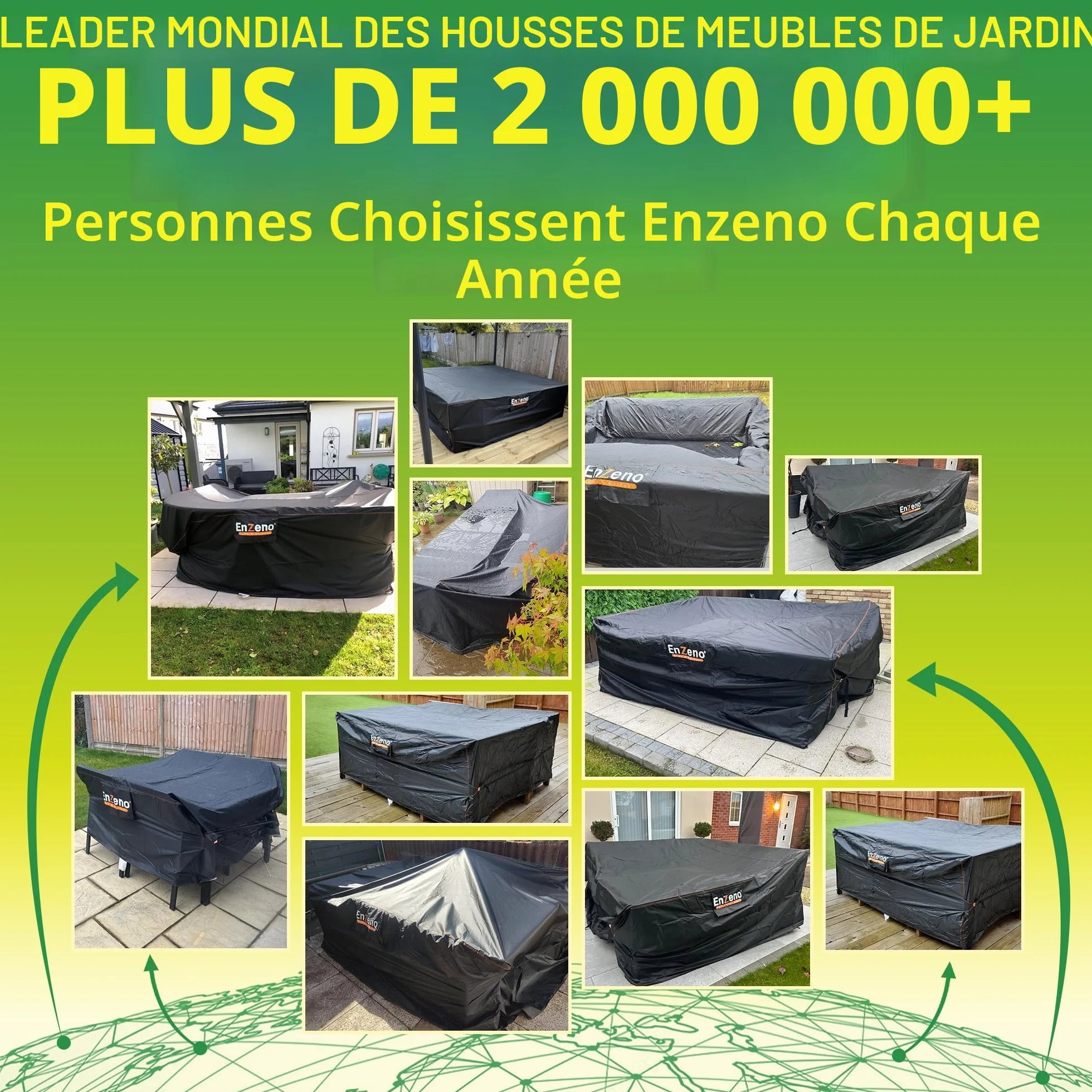 Enzeno Housse Salon de Jardin Exterieur 420D Oxford Tissu Protection Imperméable Anti-UV 180x120x74cm