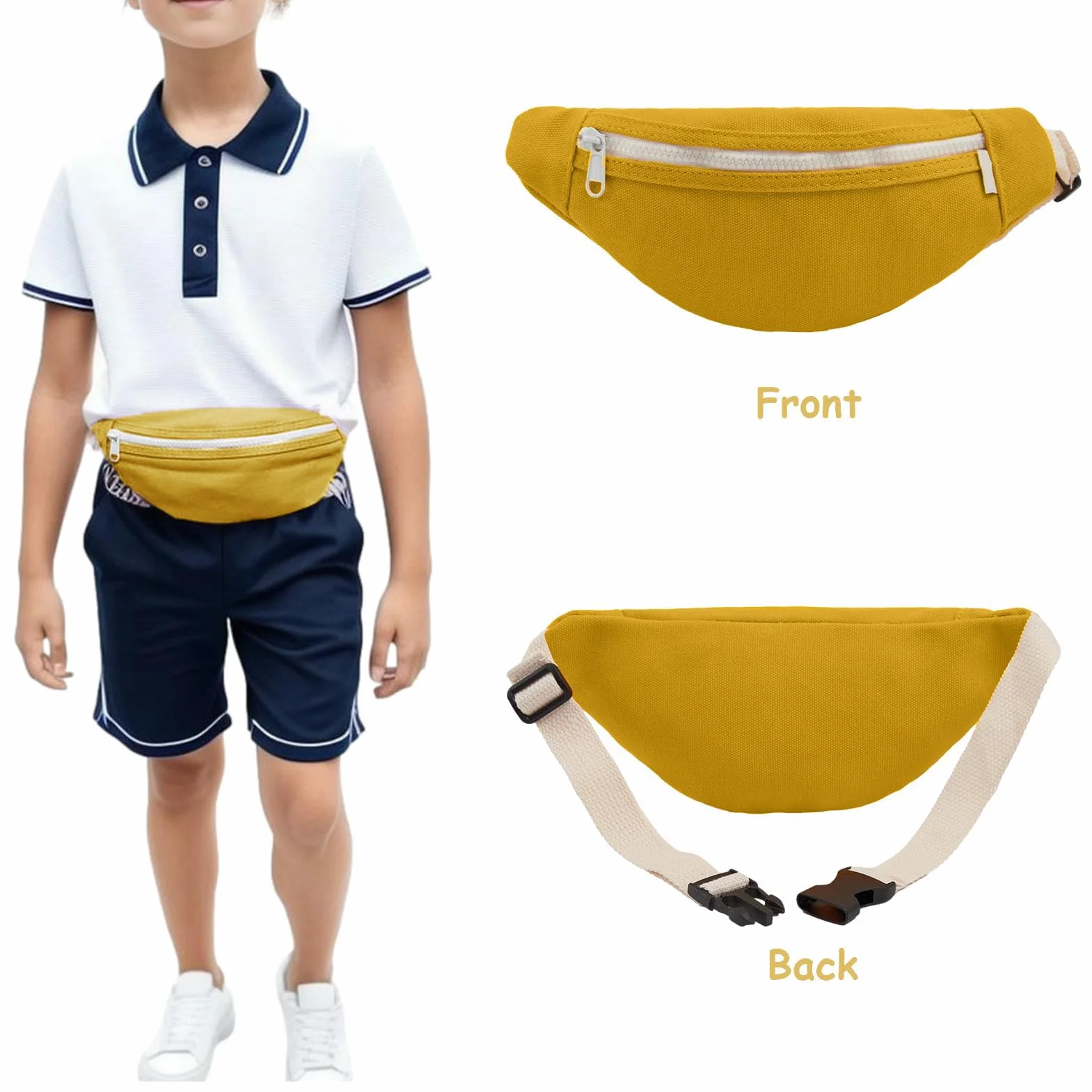 Dzxin Sac Banane en Toile pour Enfants, Sac Banane Unisexe pour Tout-Petits, garçons et Filles, Sac de Poitrine pour ourse à Pied, randonnée, Voyage, Sport (Jaune)