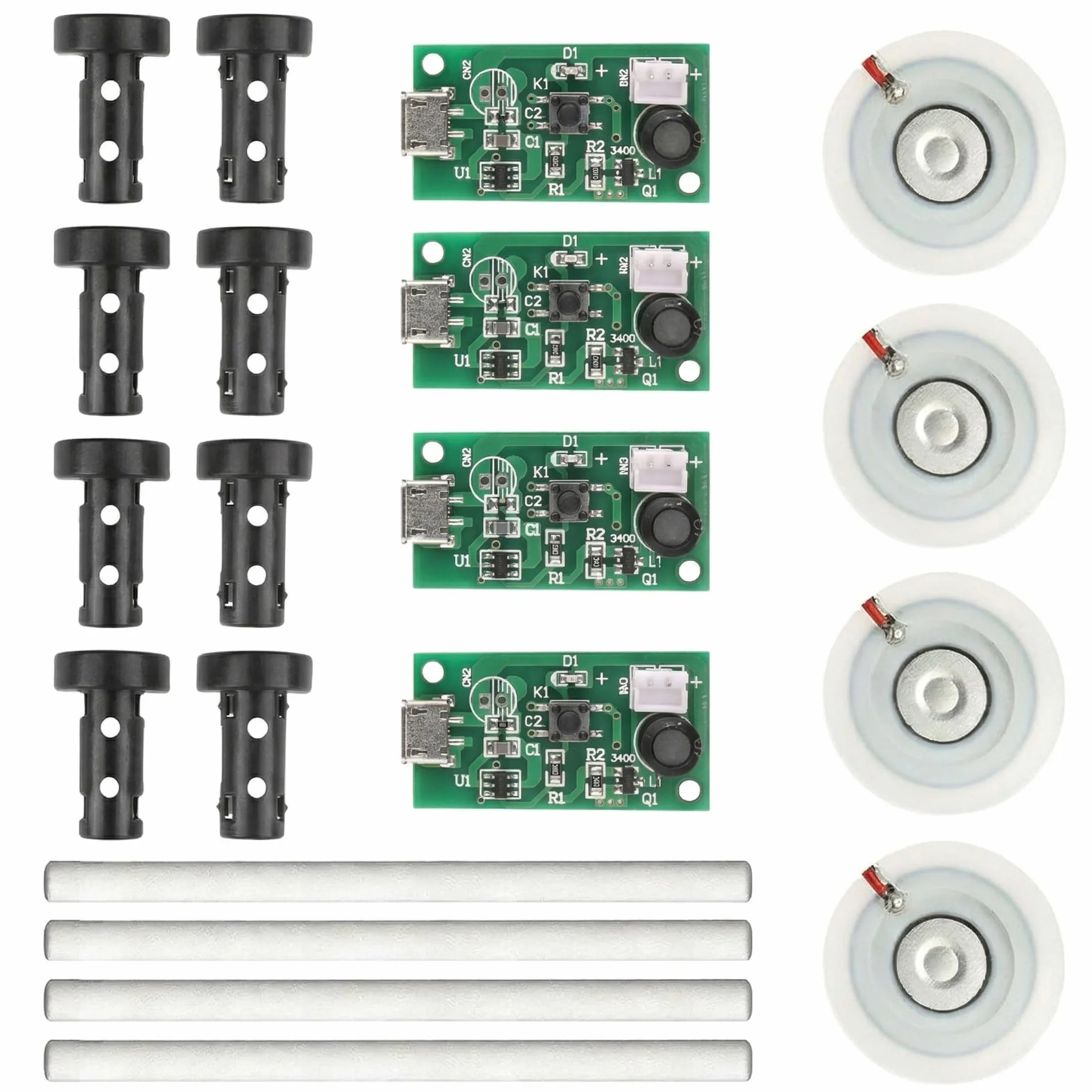 Plaque d'Atomisation 20mm 108KHz 5V USB Module de Brume Ultrasons Lot de 4 Pièces avec Joint en Silicone