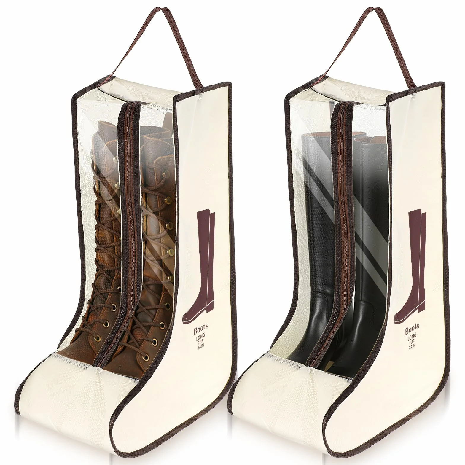 Lot de 2 sacs de rangement portables pour bottes hautes - Anti-poussière - Étanche - Avec poignée - Pour homme et femme - Pour voyage, usage quotidien, ski à suspendre