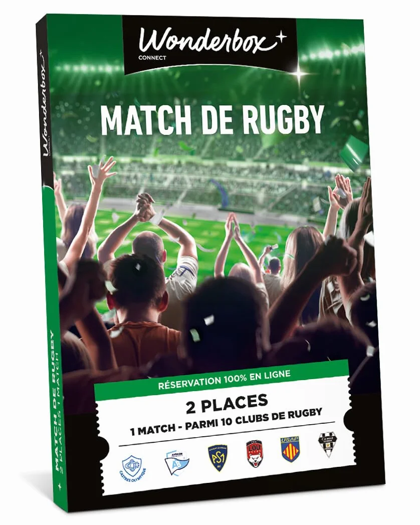Wonderbox Connect - Coffret Cadeau - 100% Rugby - 2 places pour 1 match au choix - Parmi 15 clubs de rugby - Validité 27 mois