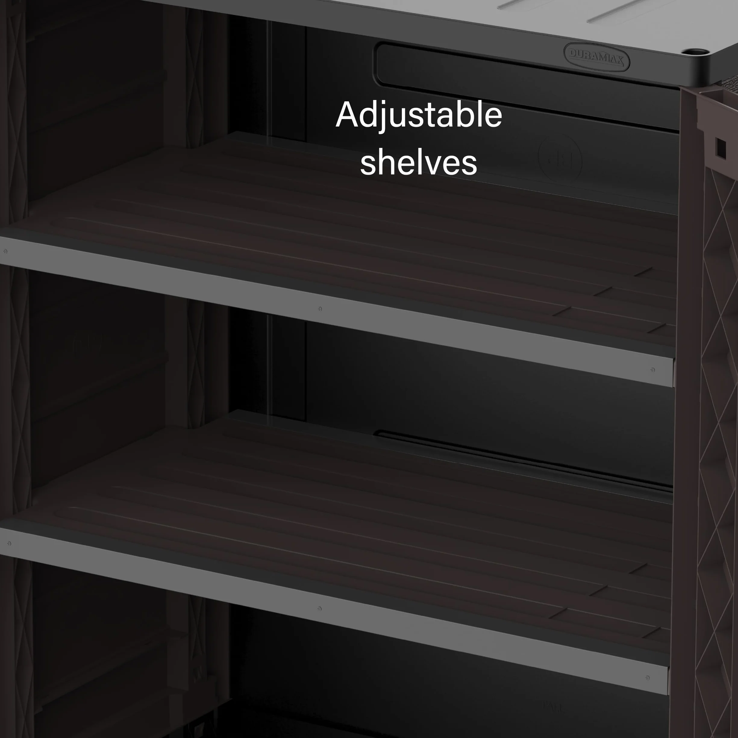 Duramax Cedargrain Short Plastic Vertical Storage Cabinet 2 Door with Shelves Outdoor Lockable Water Resistant Brown