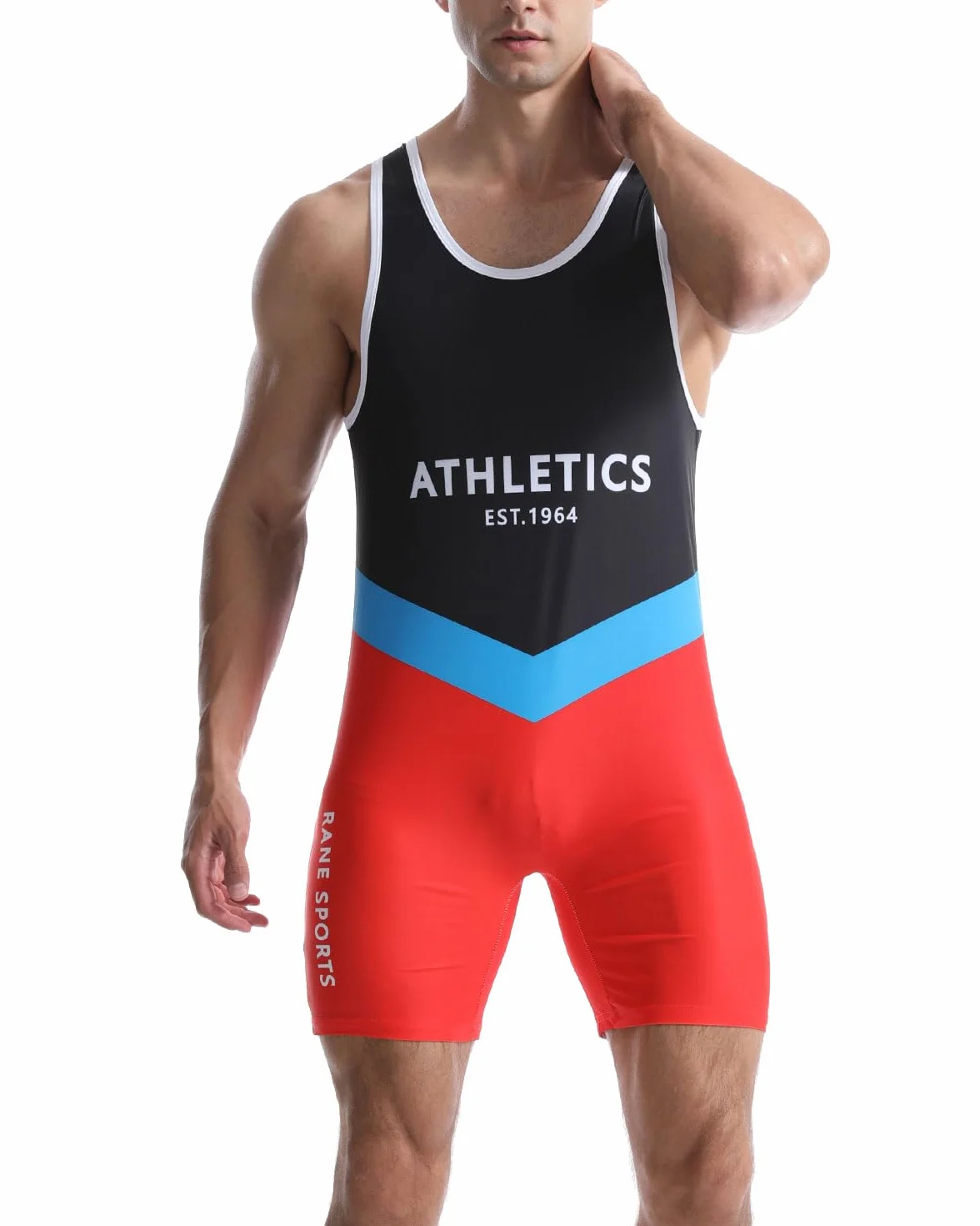 Combinaison de lutte pour homme - Tenue de sport moulante - Sans manches - Pour entraînement de gym, haltérophilie