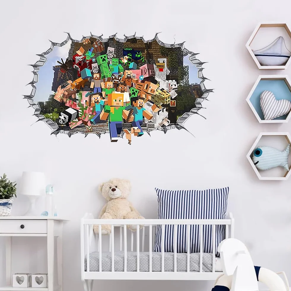 Autocollants Muraux Enfants Gamer 3D, Sticker Mural Garçon Dortoir - Décoration Chambre