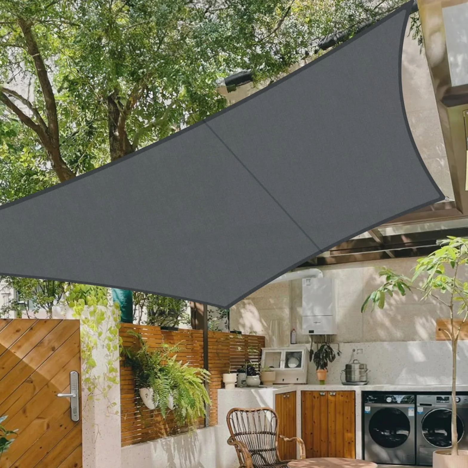 Voile d'ombrage Carré 2.5x2.5m Imperméable 95% UV Protection Extérieur Antracite