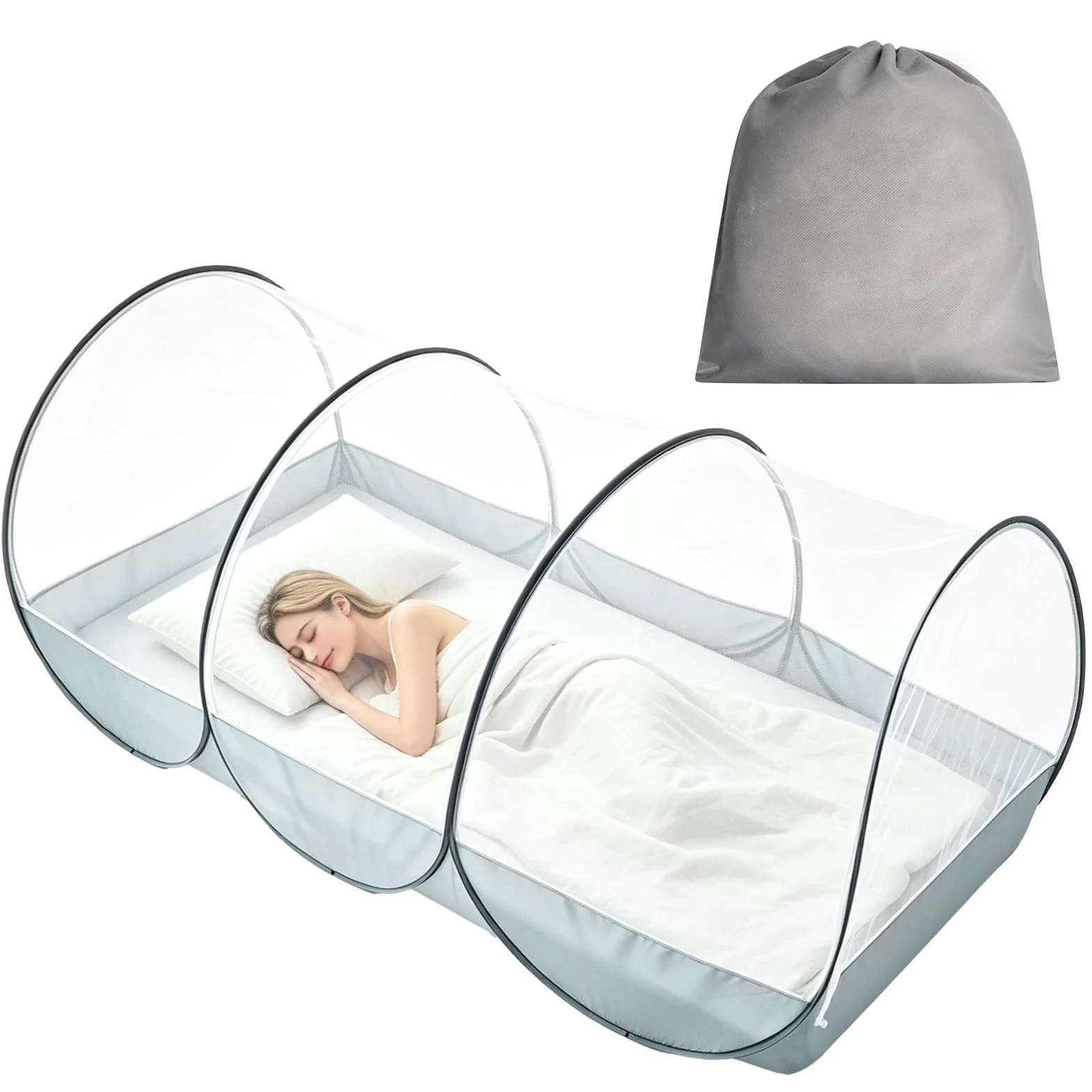 Moustiquaire De Voyage Pop Up 190 x 90 x 90 cm, Moustiquaire Pliable Ultra légère pour Chambre à Coucher, Camping, Extérieur, Installation Facile et Rapide