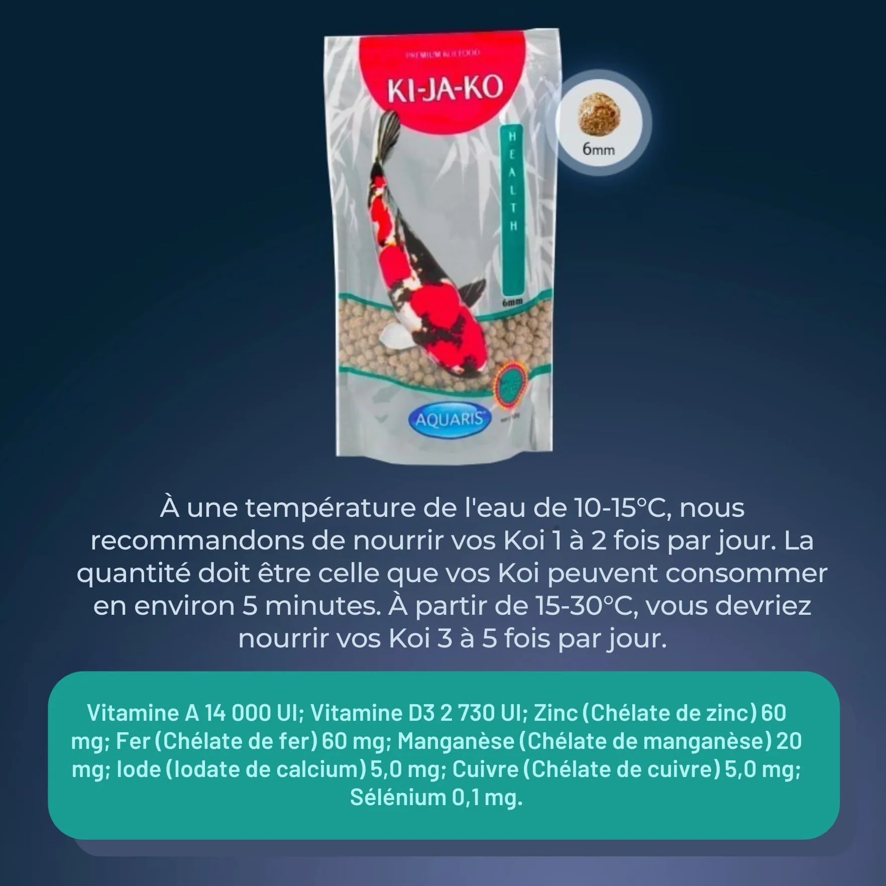 Health Koi Nourriture pour Poissons koï 1 kg 6 mm Actigen Forplus Algues oméga-3