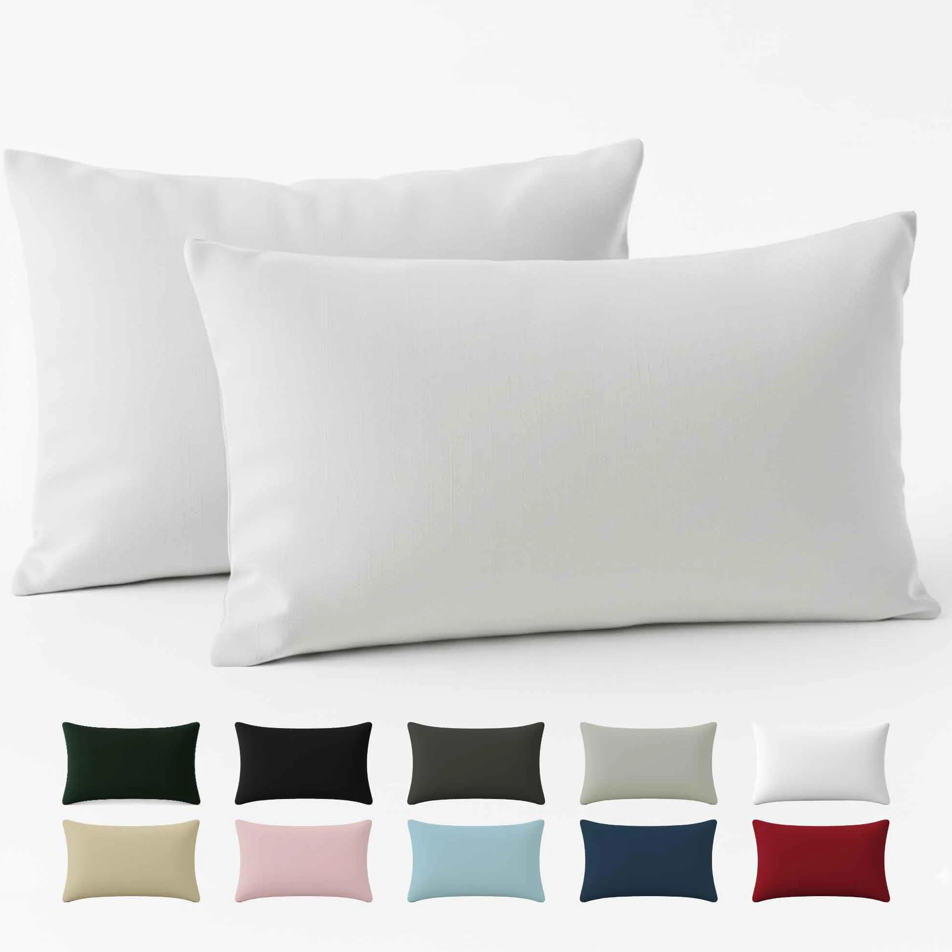 Taie Oreiller 50x70 Coton Renforcé Set de 2 Blanc 57 Fils/cm² Certifié Oeko Tex