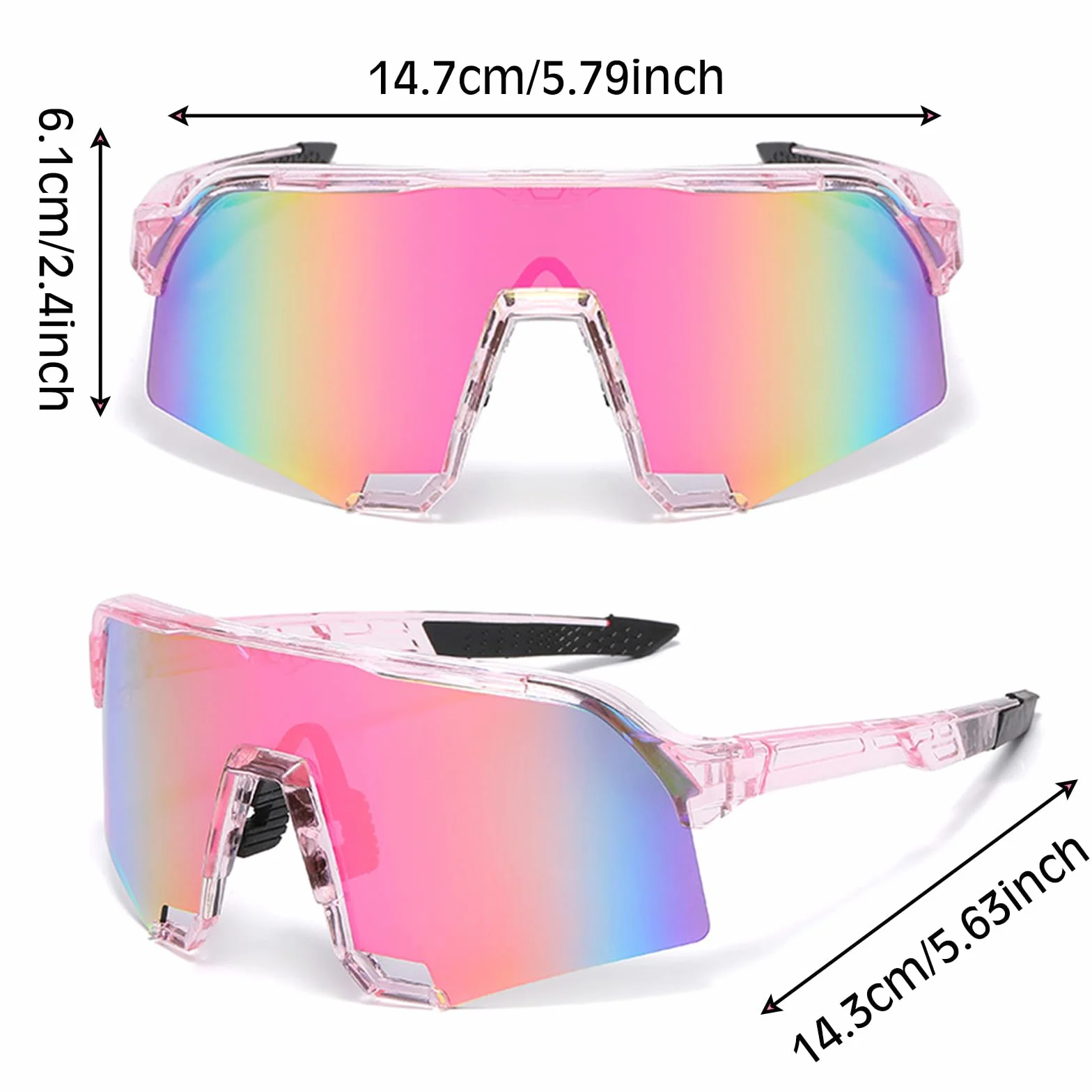 Lunette De Vitesse, Lunette Vitesse De Sport pour Femme Homme, Road Bike Glasses pour Velo Cyclisme Moto Conduite Baseball Alpinisme Running Pêche UV400 Protection, Rose
