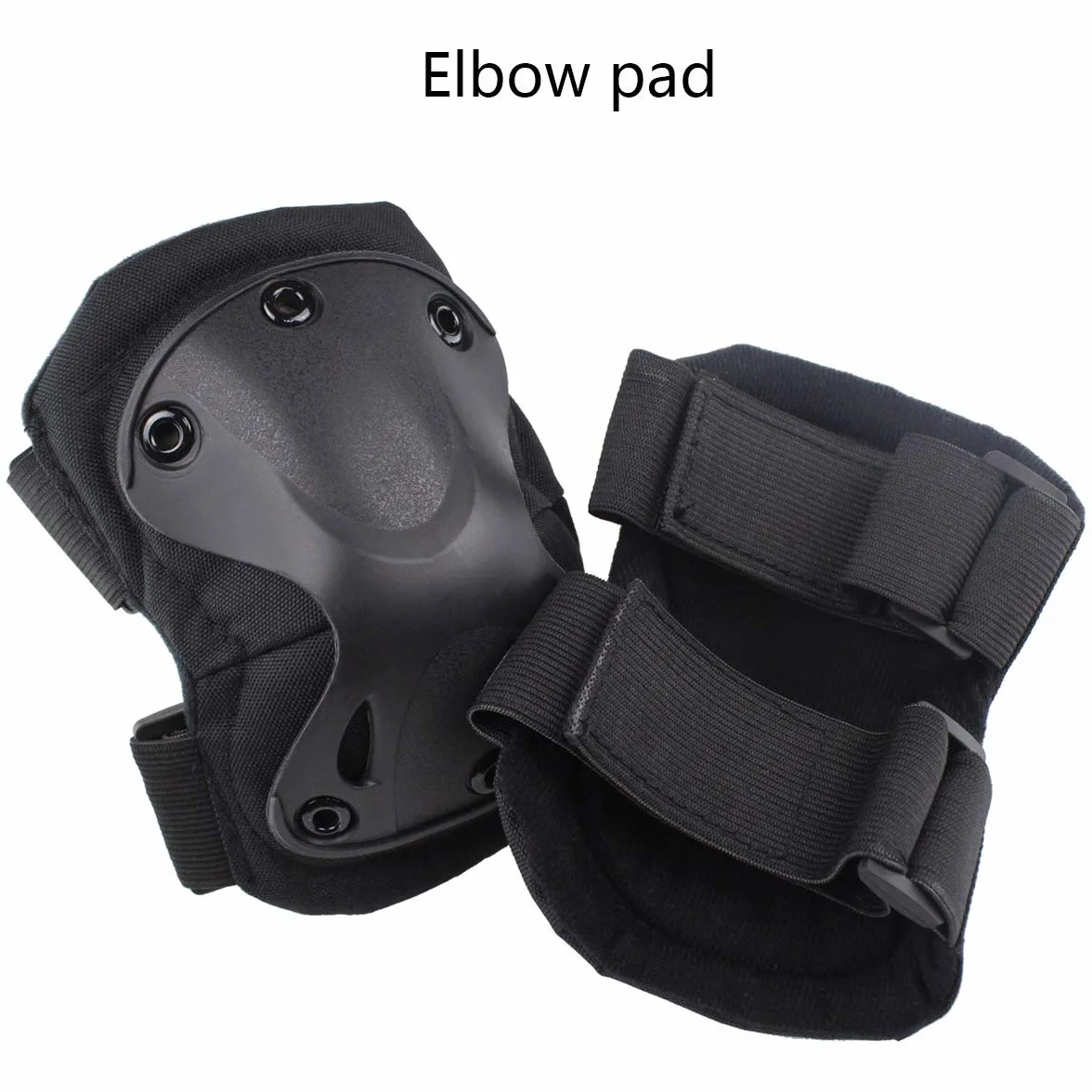 Coussinets de protection tactiques pour le genou et le coude fixés pour le jeu de paintball CS de plein air, sécurité du vélo, planches à roulettes, patins (Black)