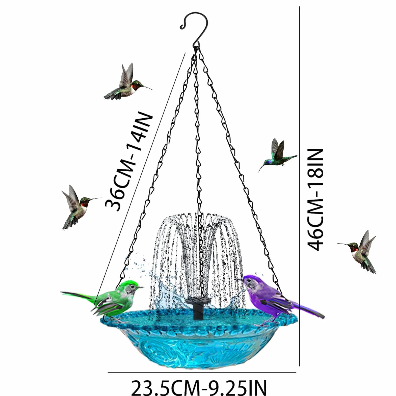 Fontaine Solaire pour Bain d'Oiseaux, Cascade Suspendue Jardin, Pompe à Eau Solaire Bol Décoration