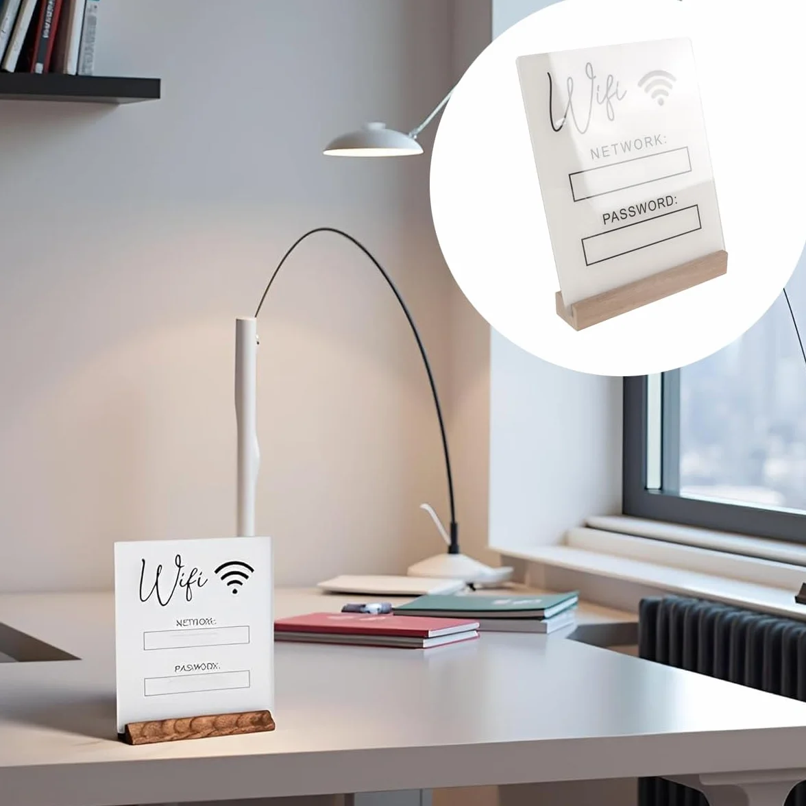 Tableau blanc mot de passe Wi-Fi acrylique noir décoration table maison bureau